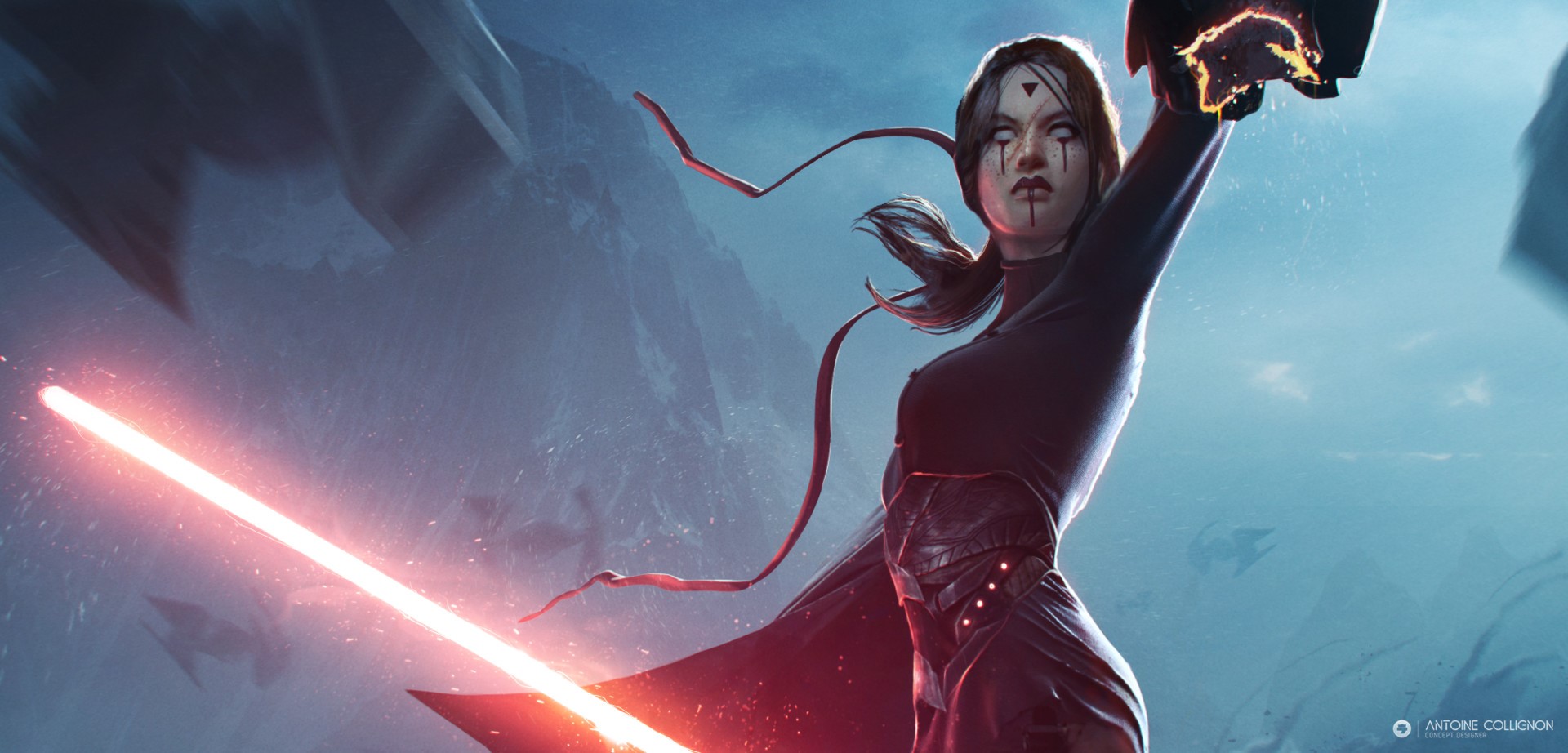 Star Wars Sith Warrior with Red Lightsaber HD Wallpaper