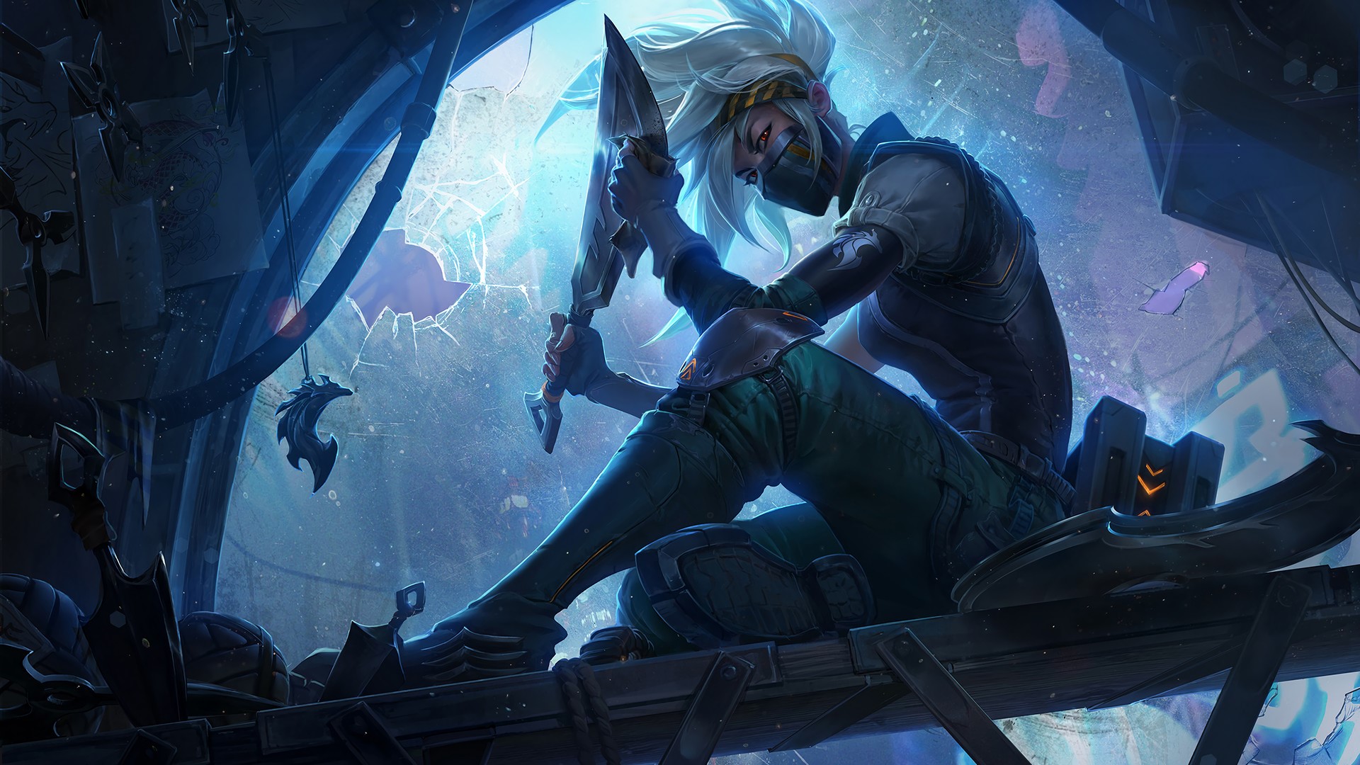 Akali from League of Legends with a sword HD Wallpaper