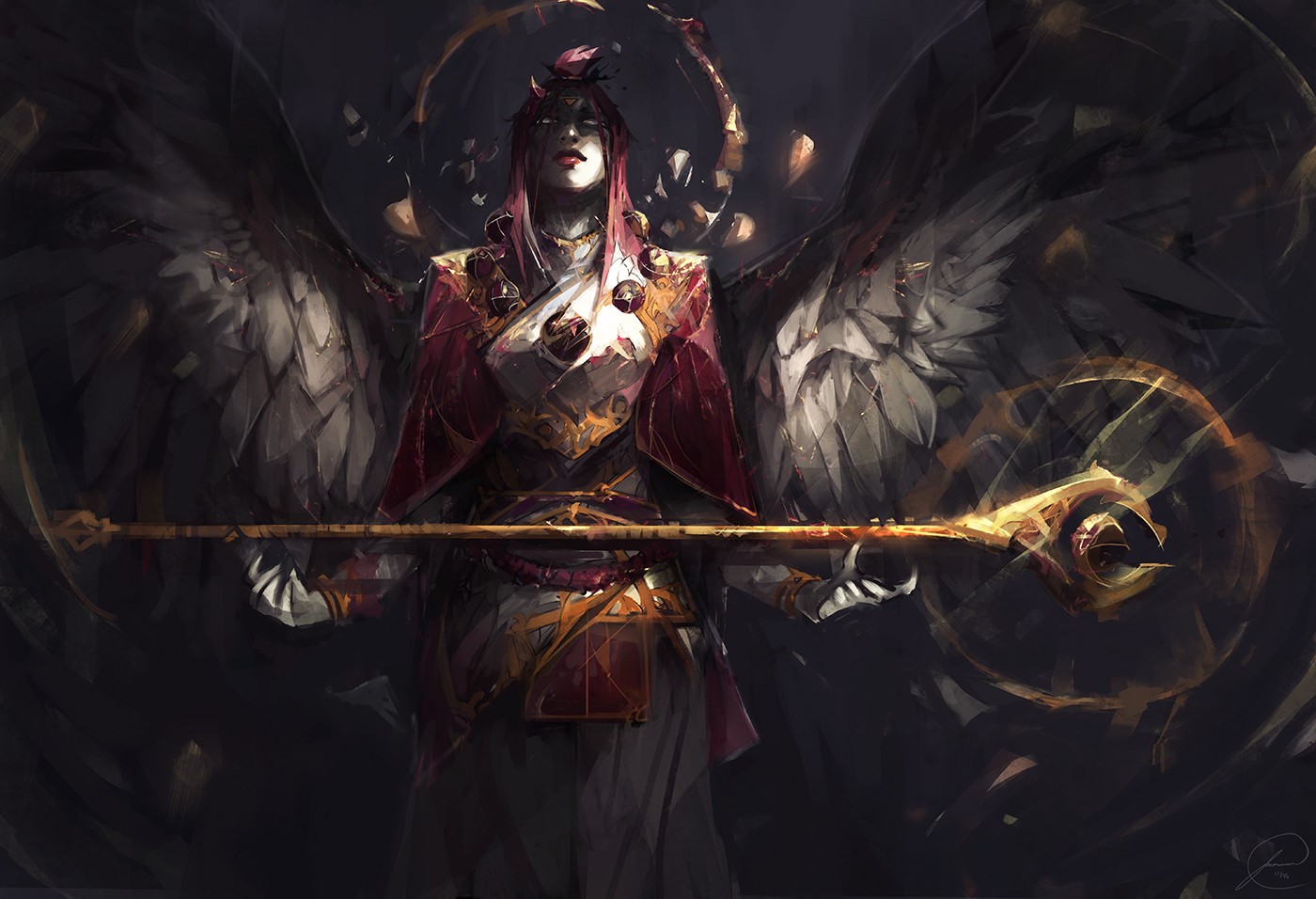 Angel with staff and wings by Jason Nguyen HD Wallpaper