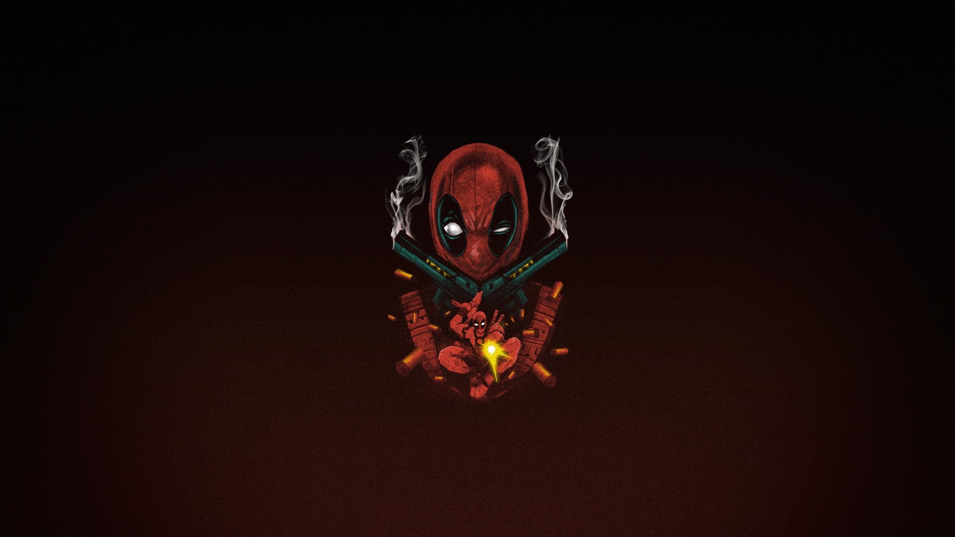 Deadpool with guns and smoke HD Wallpaper