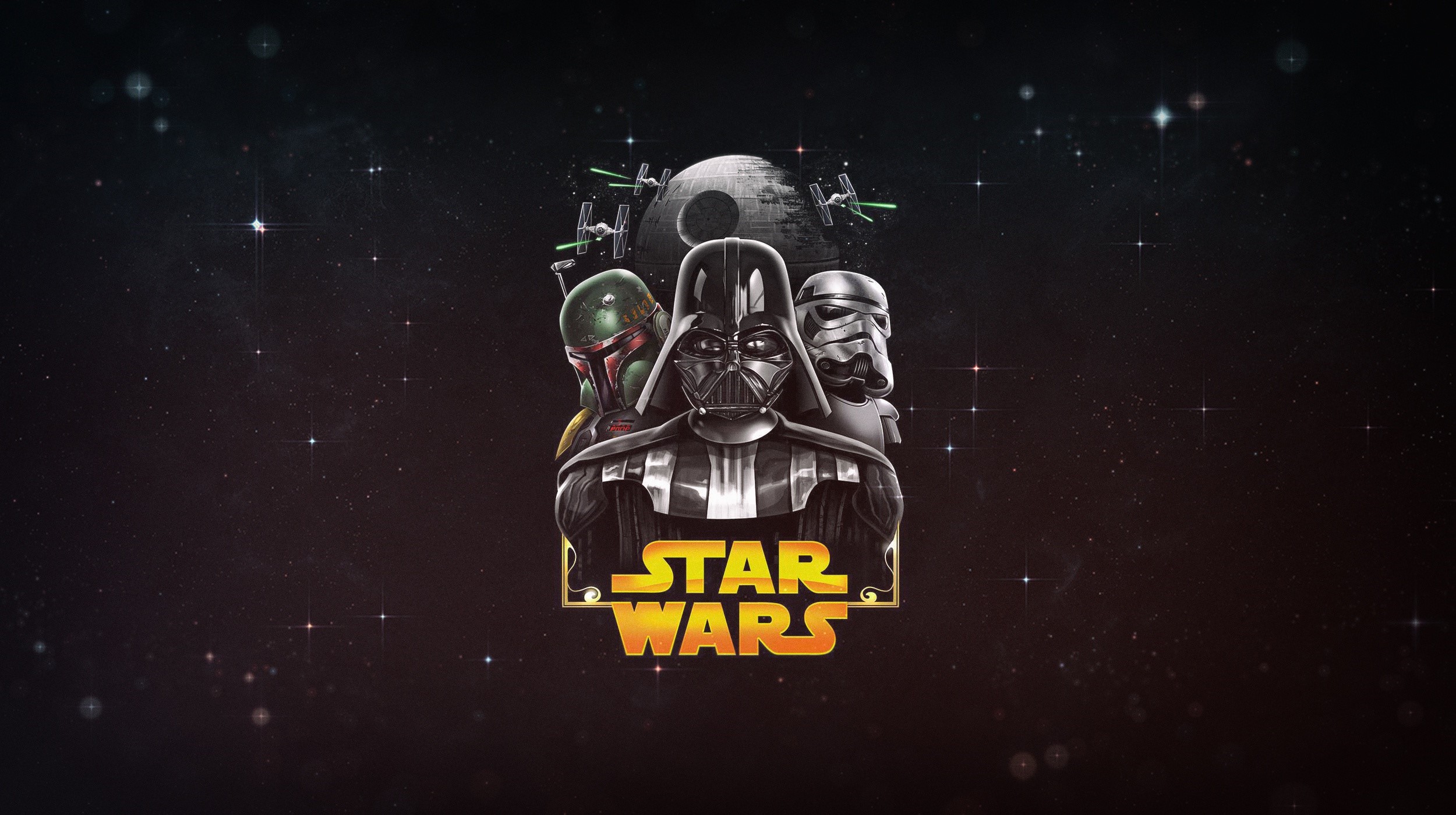 Darth Vader, Boba Fett, and Stormtrooper from Star Wars HD Wallpaper