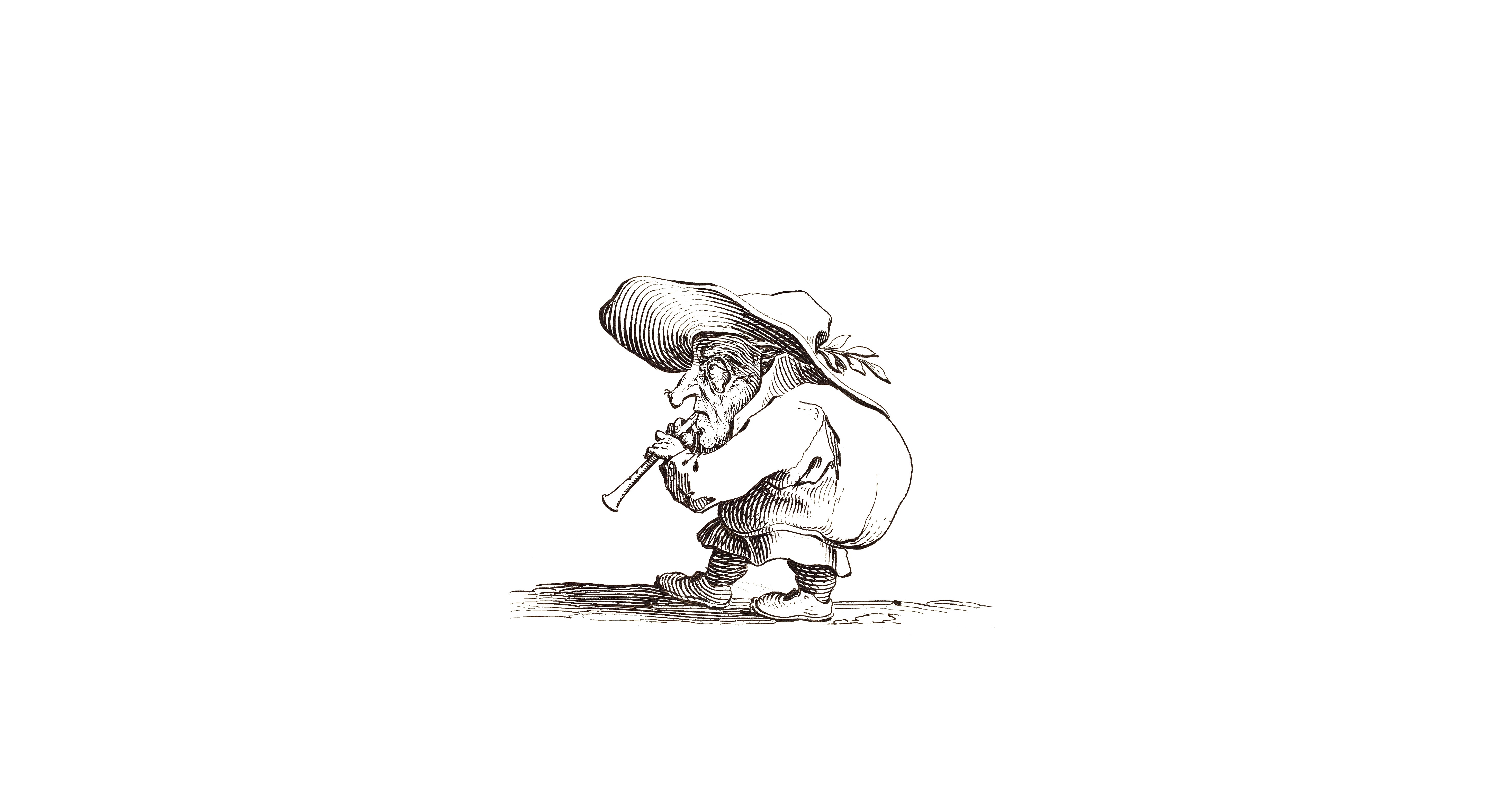 Man playing a flute, etching by Jacques Callot HD Wallpaper