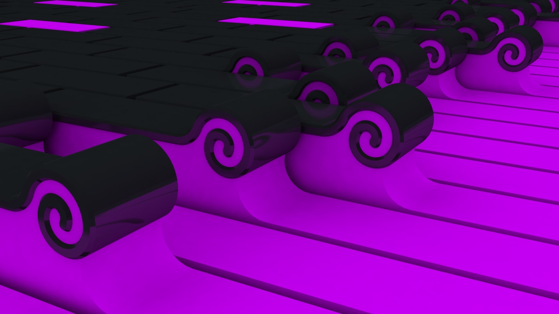 3D Abstract Black and Purple Waveforms HD Wallpaper
