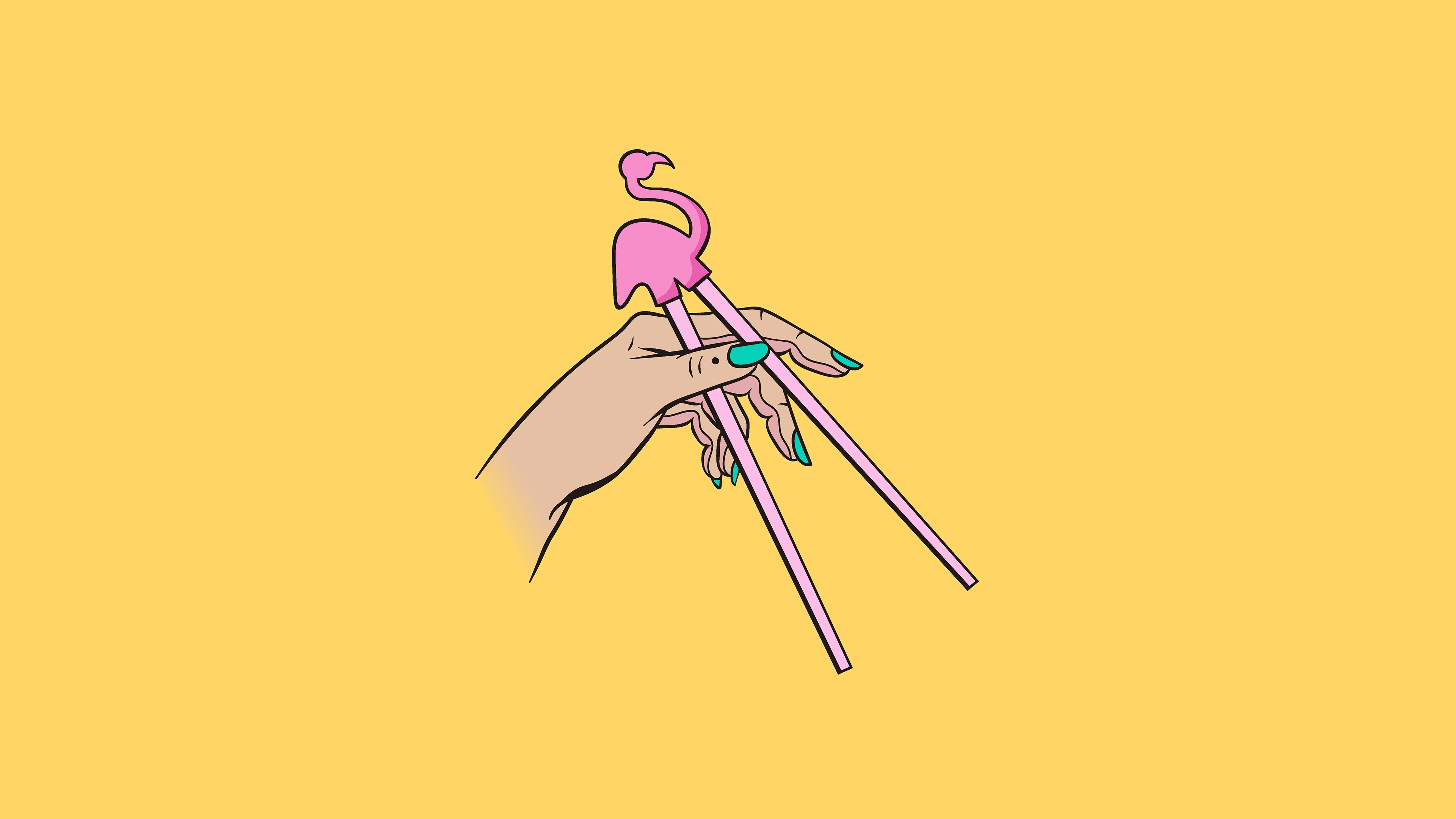 Flamingosis album cover with flamingo chopsticks HD Wallpaper