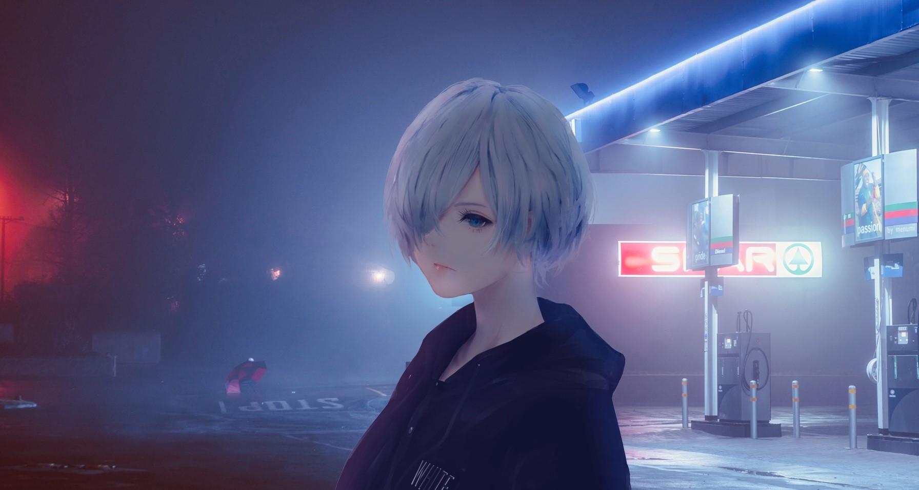 Aoi Ogata from Tokyo Ghoul at a gas station HD Wallpaper