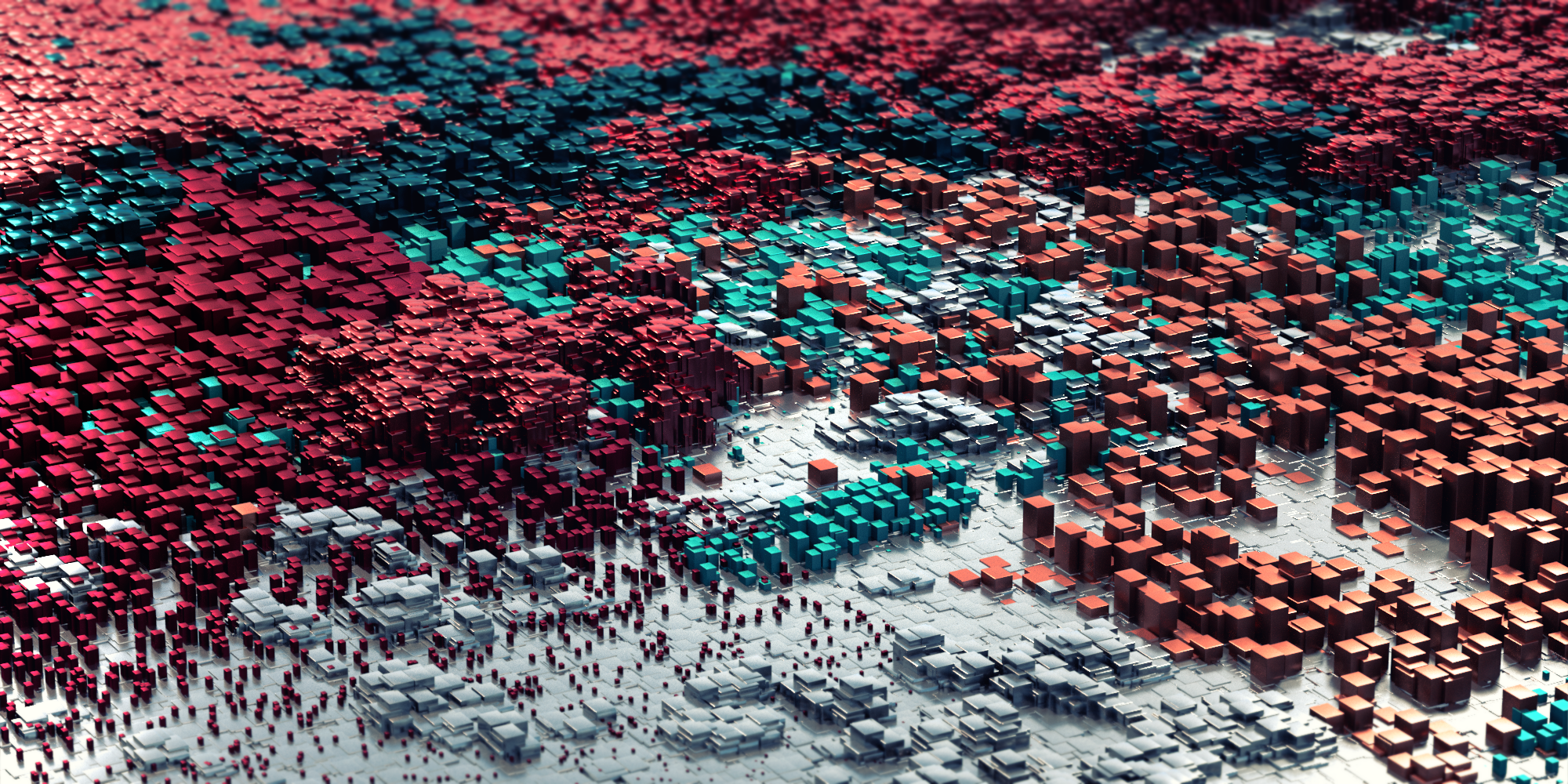Abstract 3D render of digital art cubes HD Wallpaper