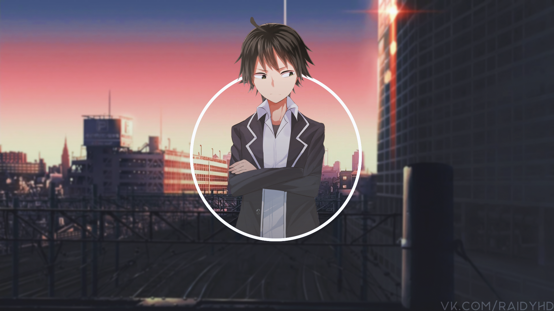 Anime boy in a suit with arms crossed HD Wallpaper