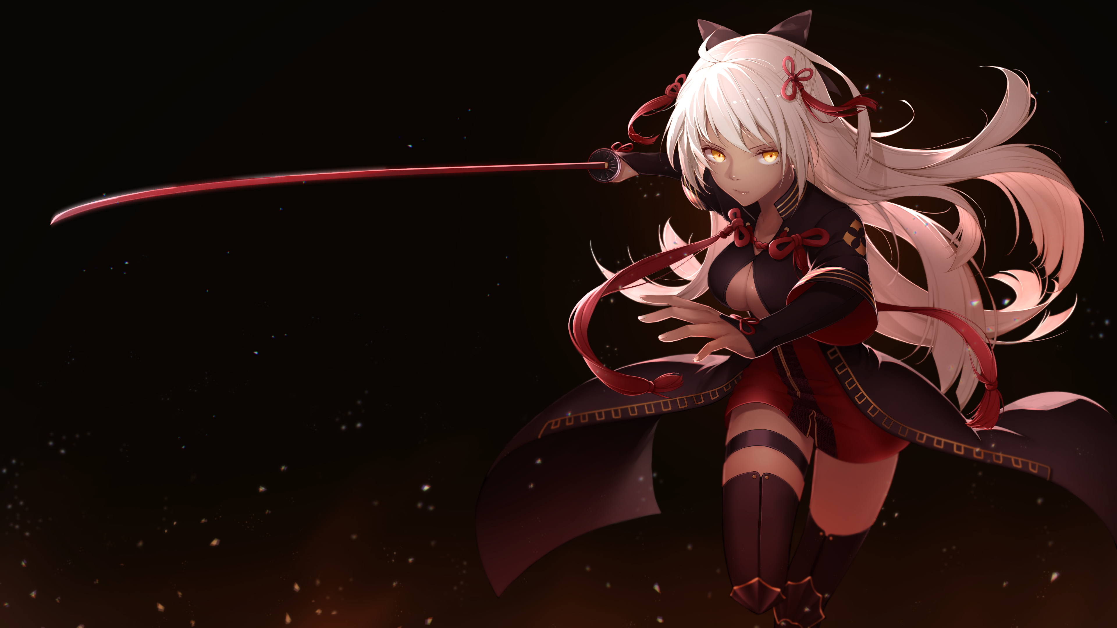 Okita Souji from Fate/Grand Order with Katana HD Wallpaper