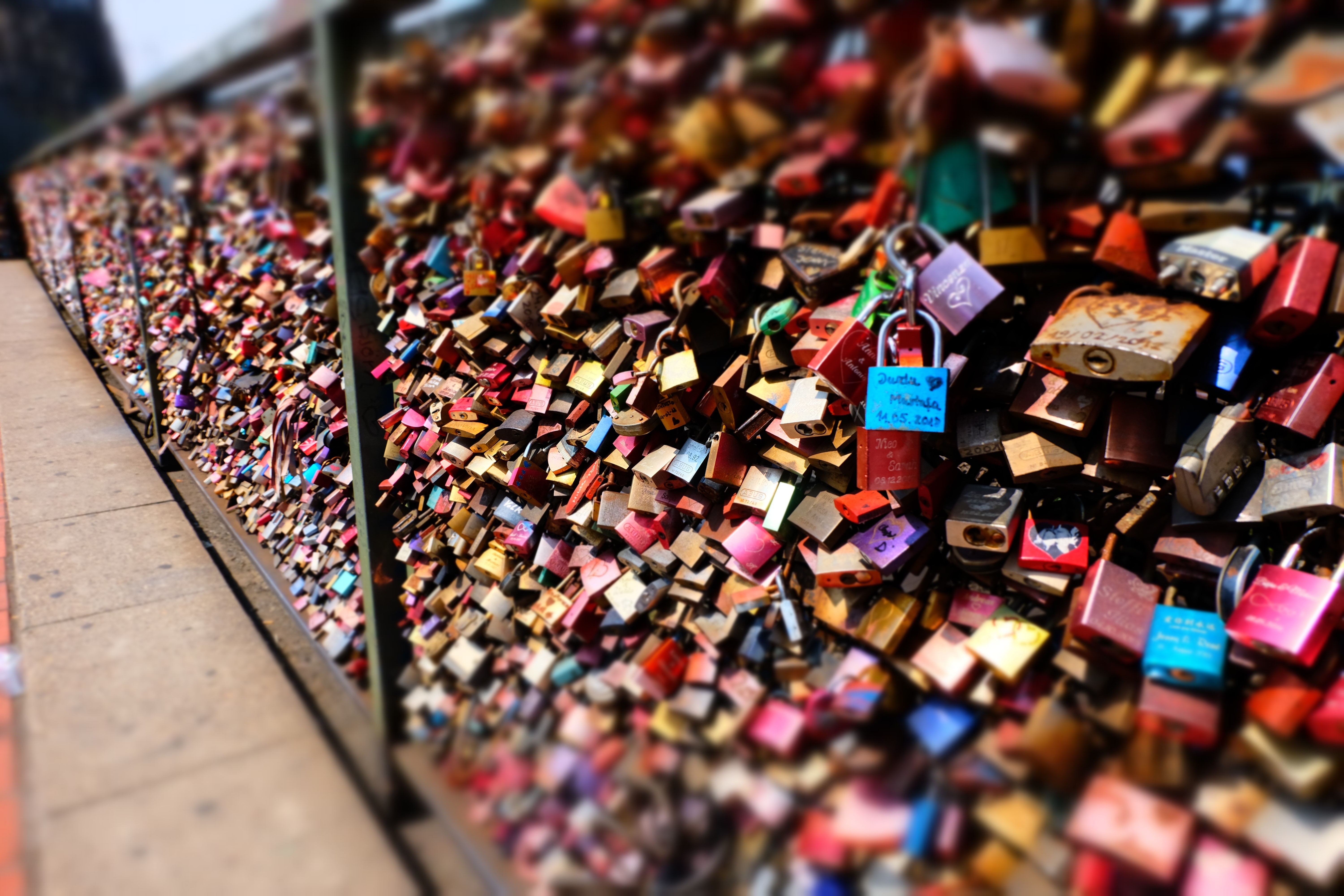 Love locks on a bridge in Cologne HD Wallpaper