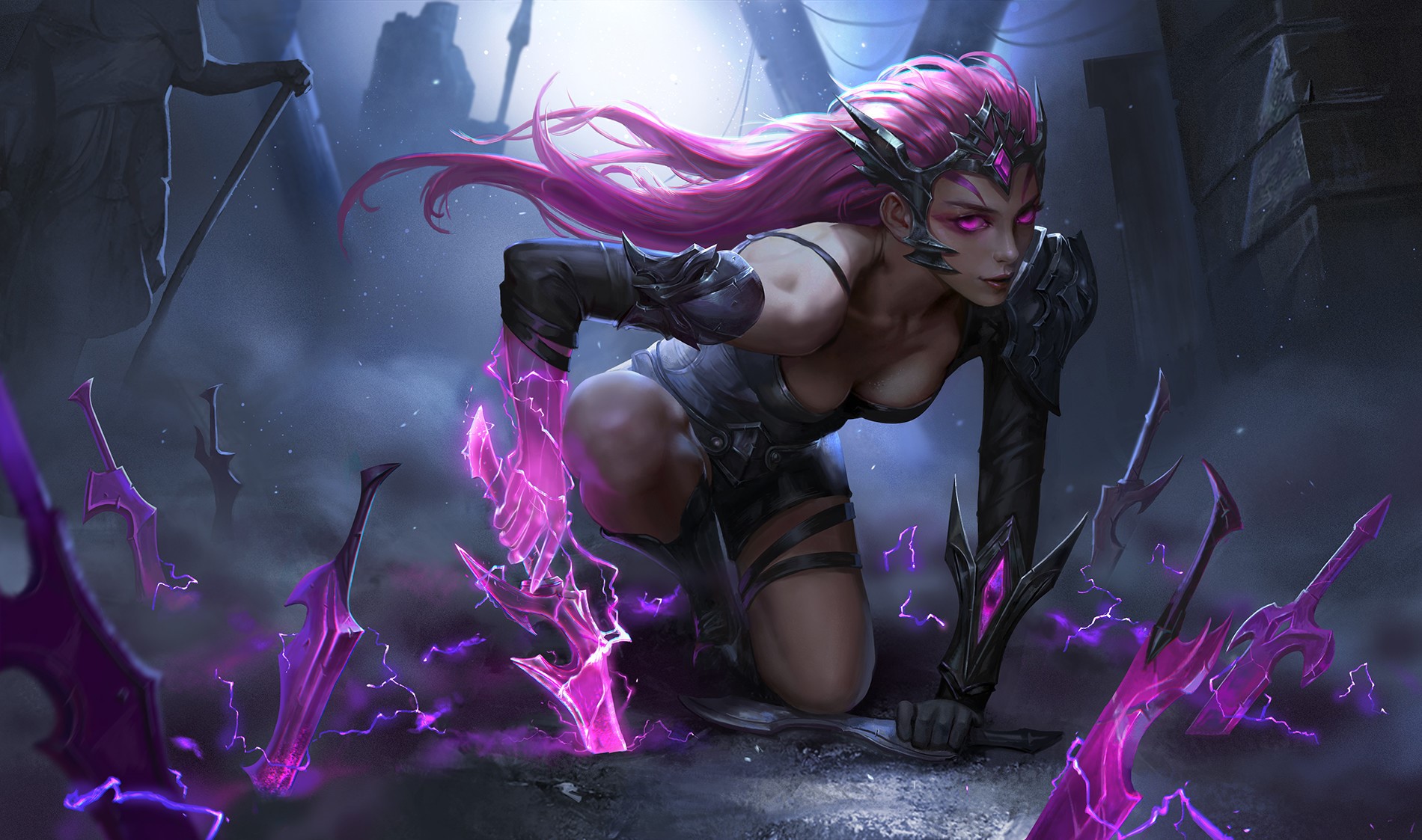 Katarina from League of Legends with daggers HD Wallpaper