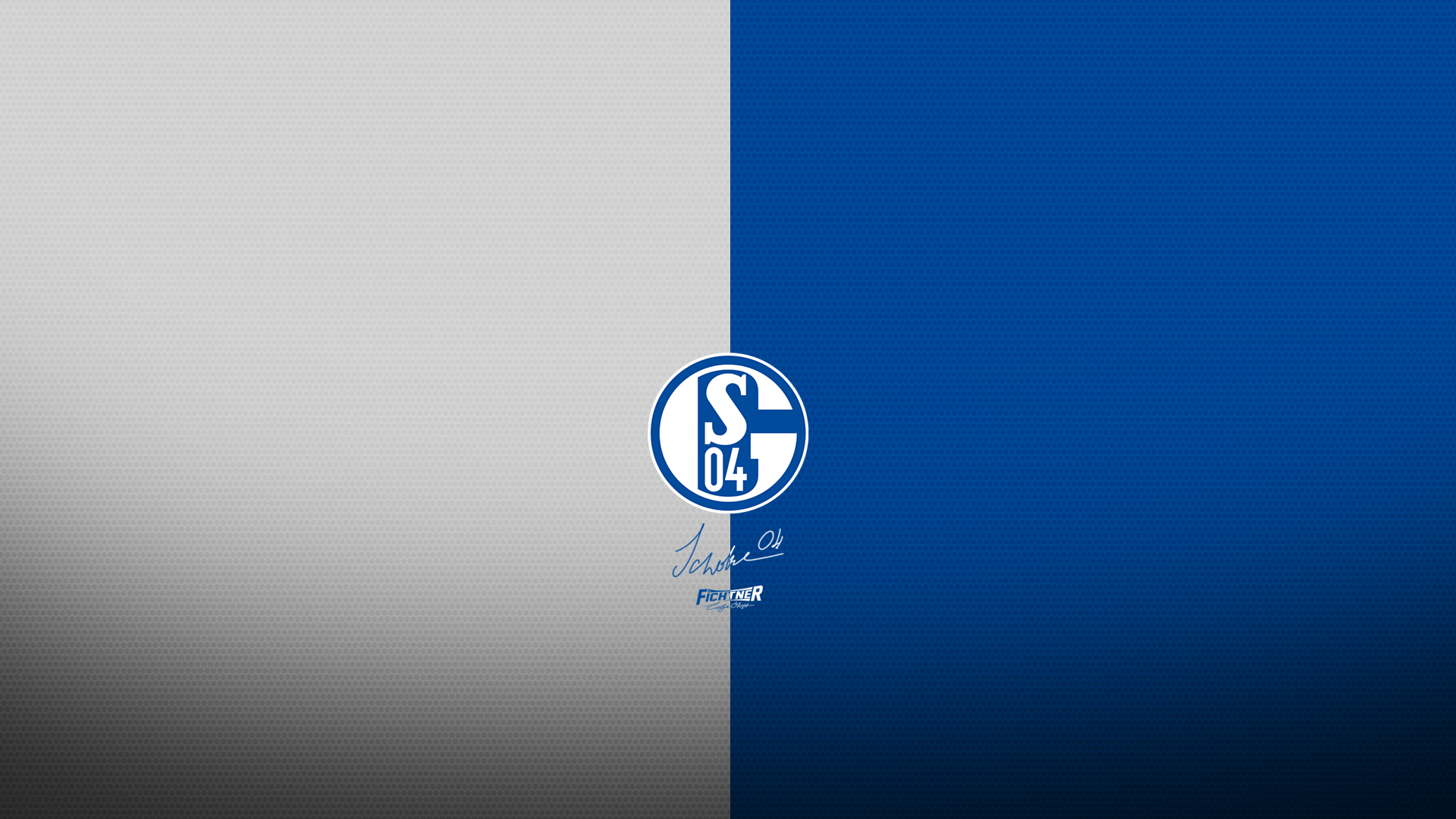 Schalke 04 logo on a split blue and grey background HD Wallpaper