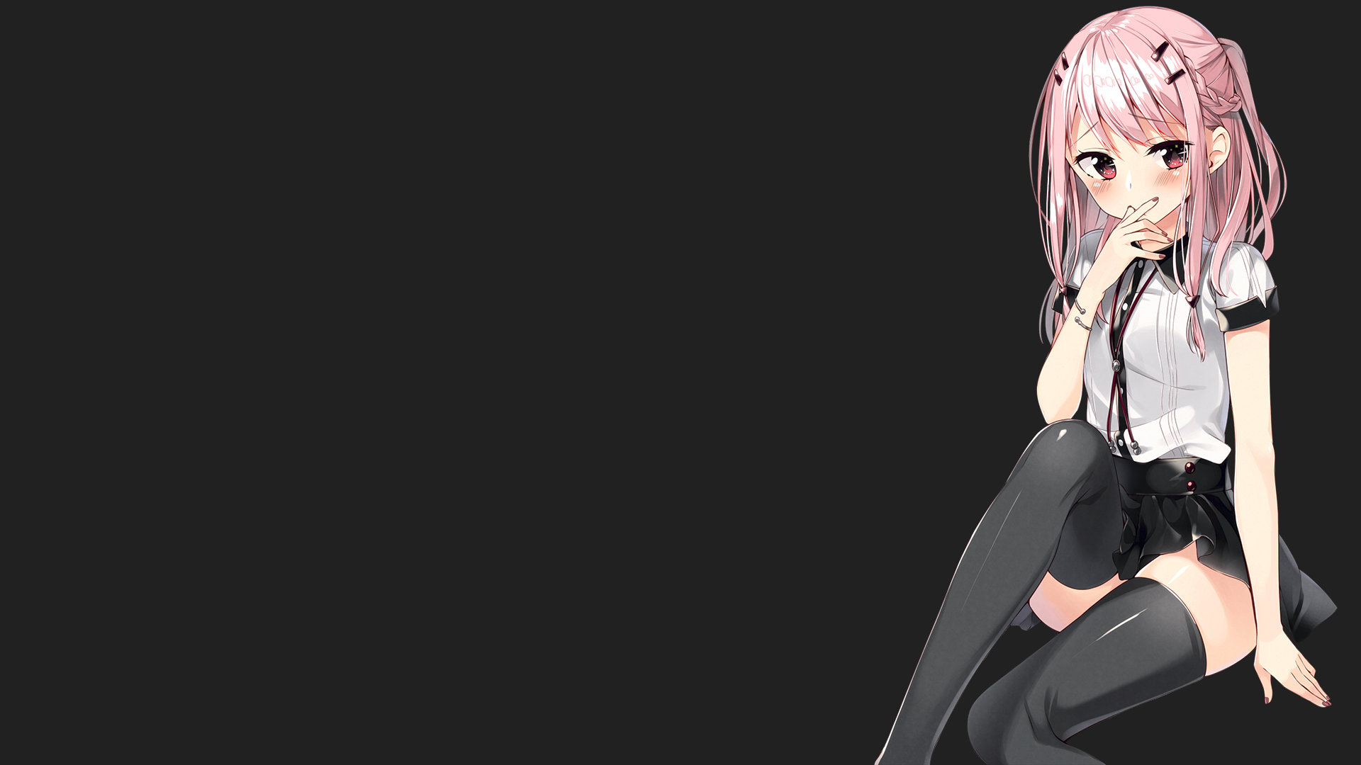 Anime girl with pink hair and pink eyes HD Wallpaper