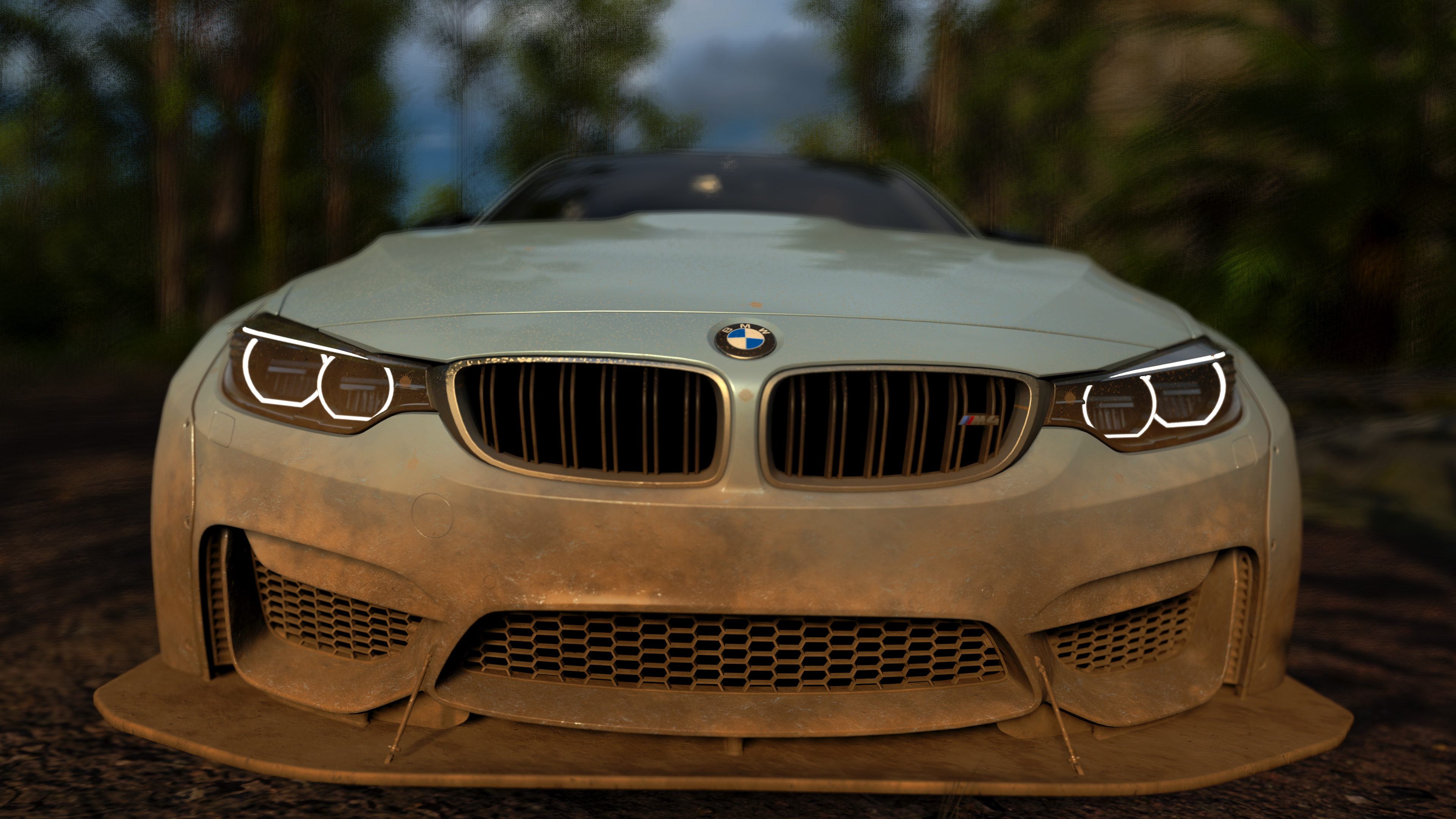 BMW M4 dirty front view 4K HD Wallpaper