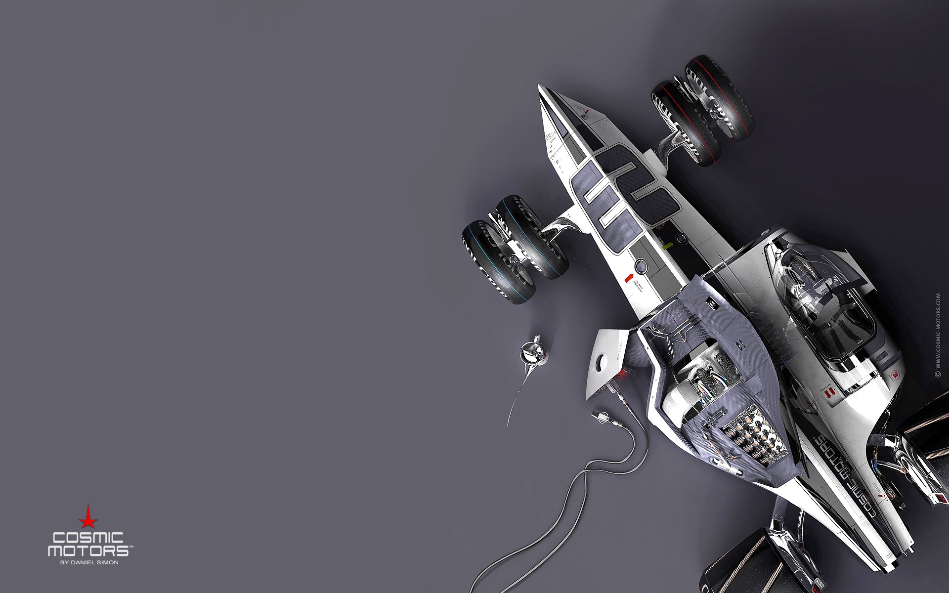 Futuristic electric vehicle from Cosmic Motors by Daniel Simon HD Wallpaper
