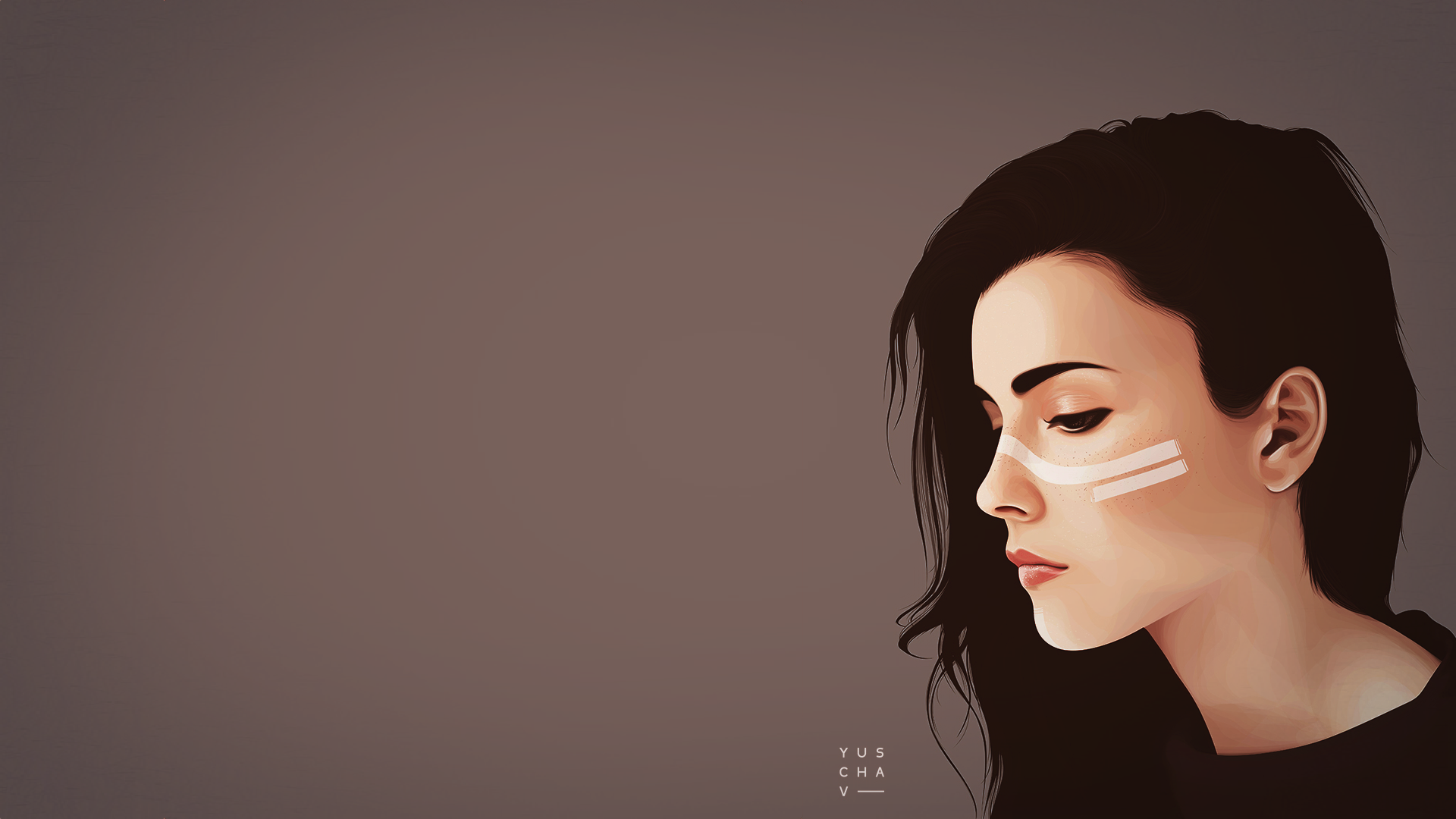 Digital art portrait of a woman with face paint HD Wallpaper