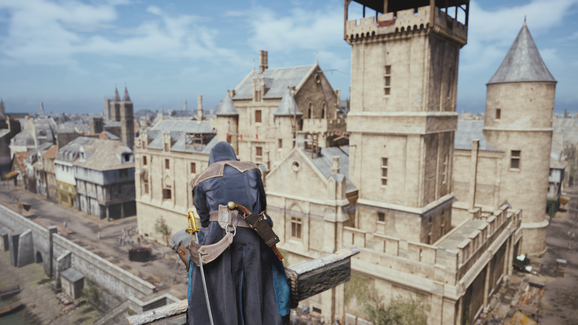 Arno Dorian from Assassin's Creed: Unity on a rooftop HD Wallpaper