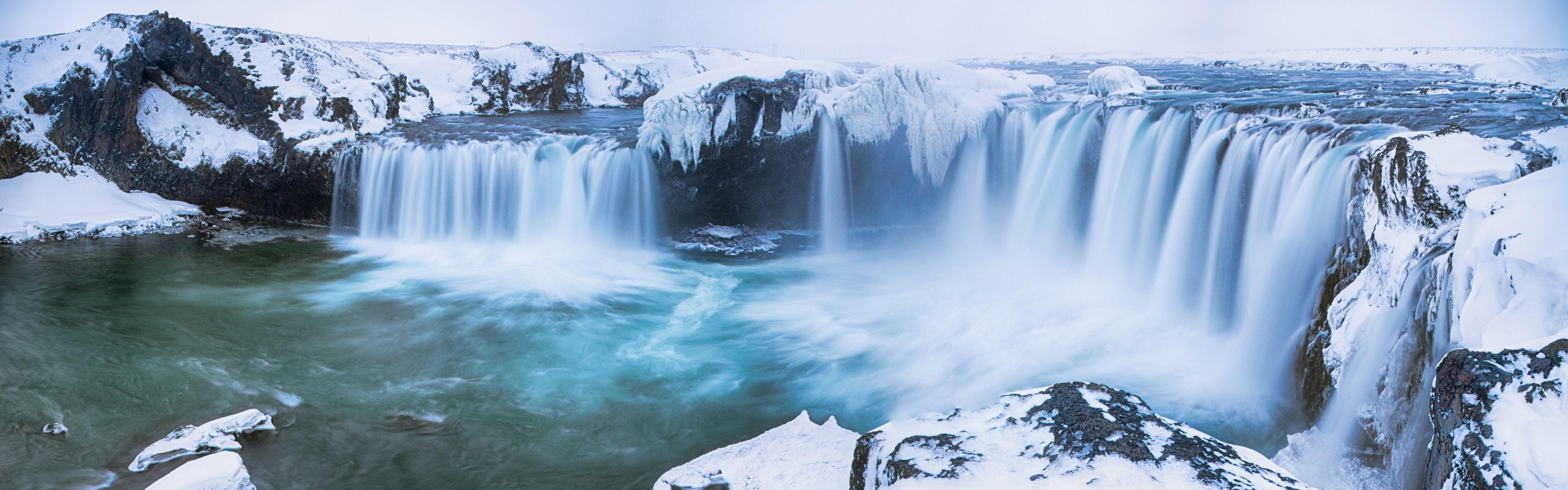 4K Snow Waterfall Landscape HD Wallpaper