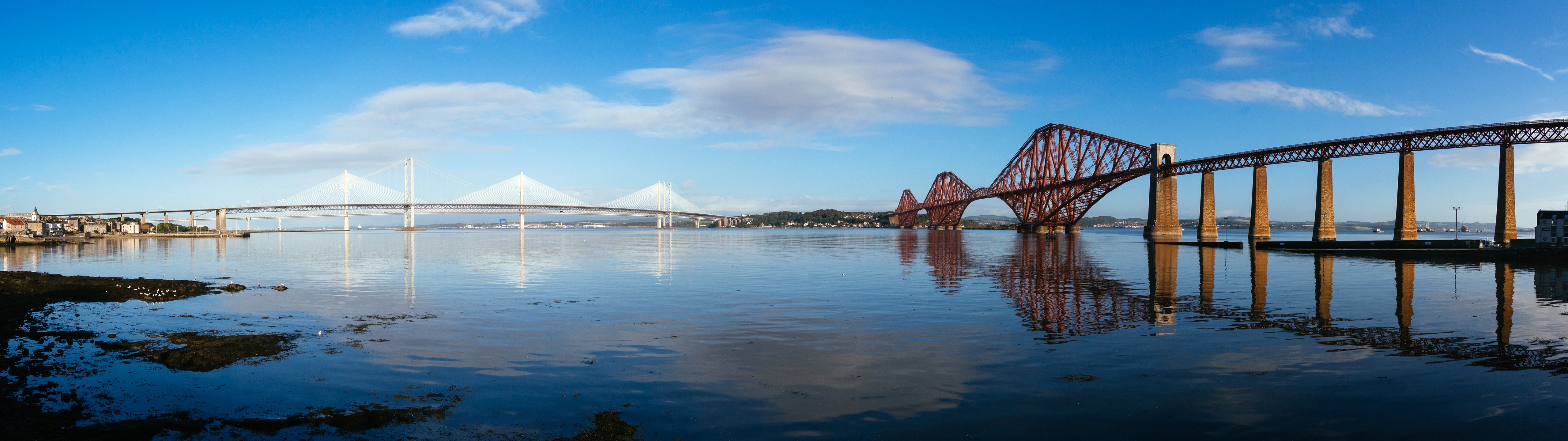 Forth Bridges panorama, Scotland HD Wallpaper