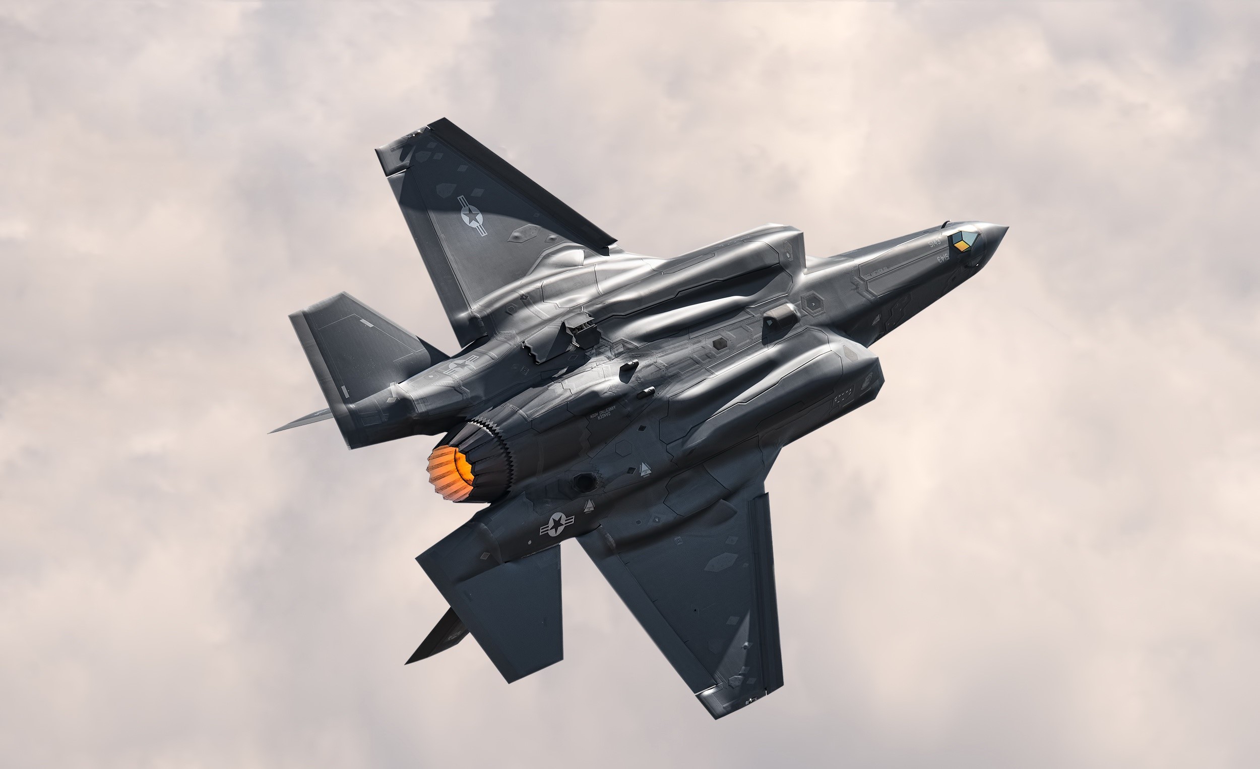 F-35A Lightning II military aircraft in flight HD Wallpaper