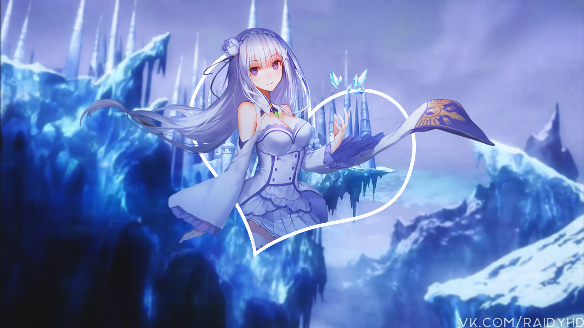 Emilia from Re:Zero in an icy landscape HD Wallpaper