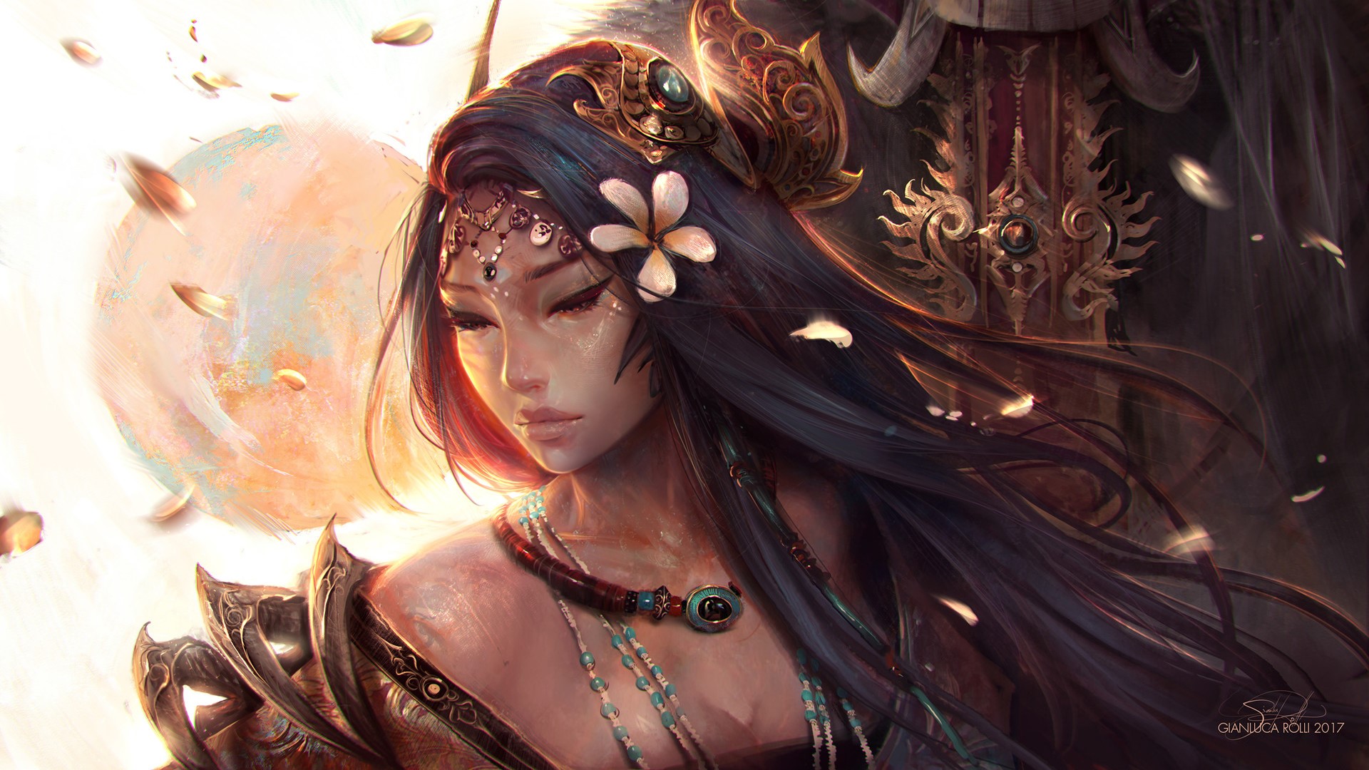 Woman with headdress and traditional clothing HD Wallpaper