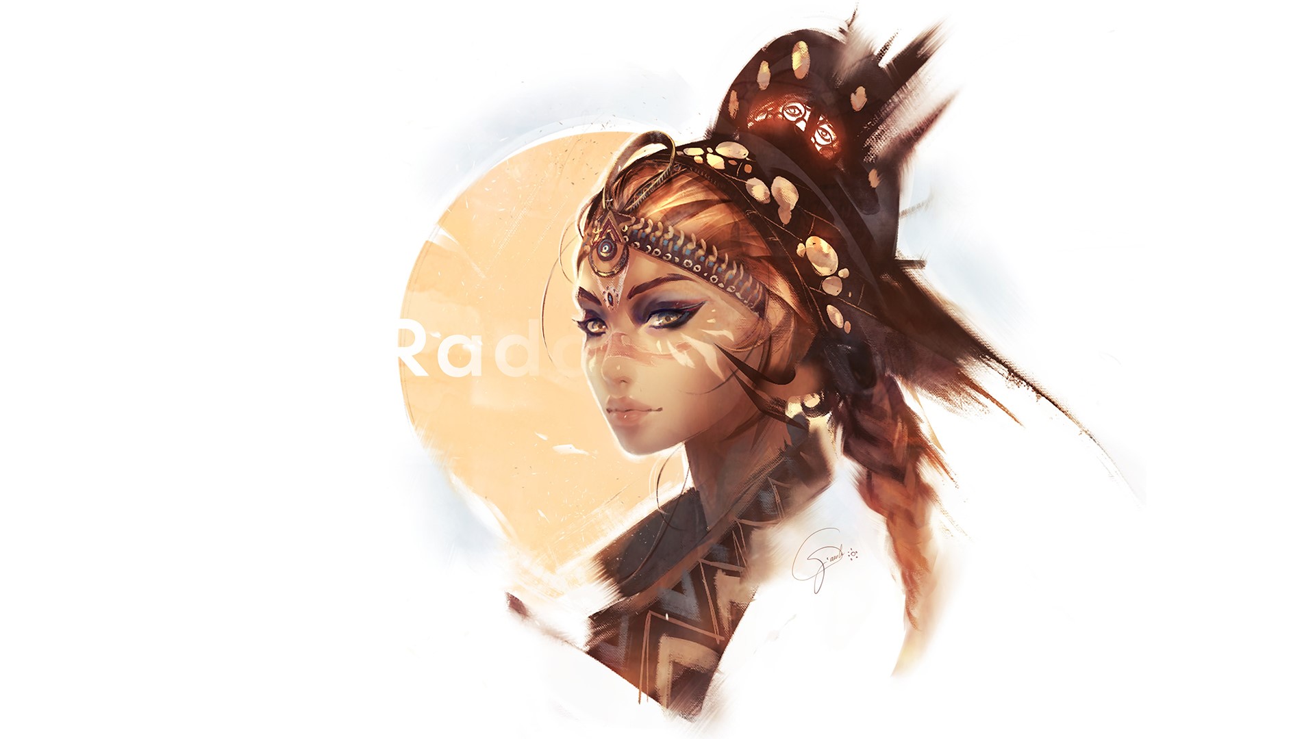 Woman with elaborate headdress and tribal markings HD Wallpaper