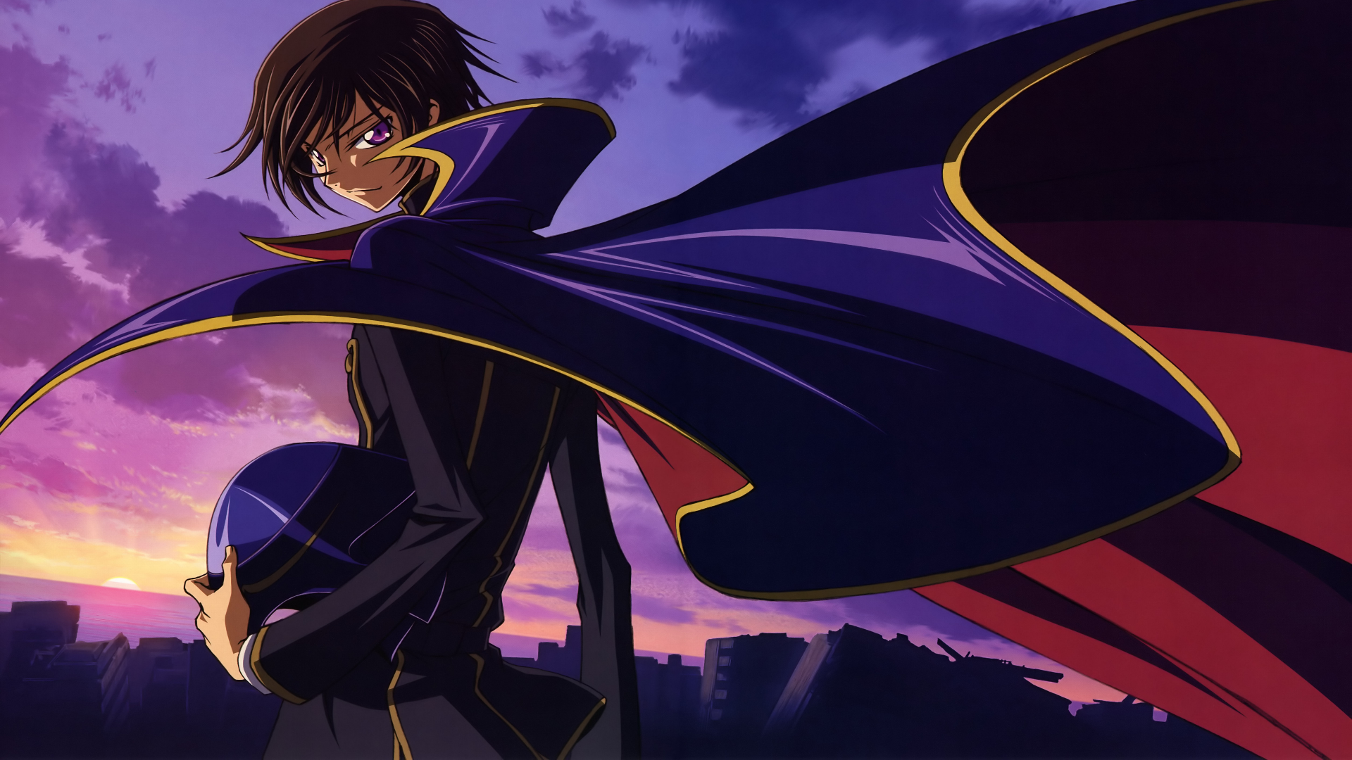 Lelouch Lamperouge from Code Geass holding a helmet HD Wallpaper