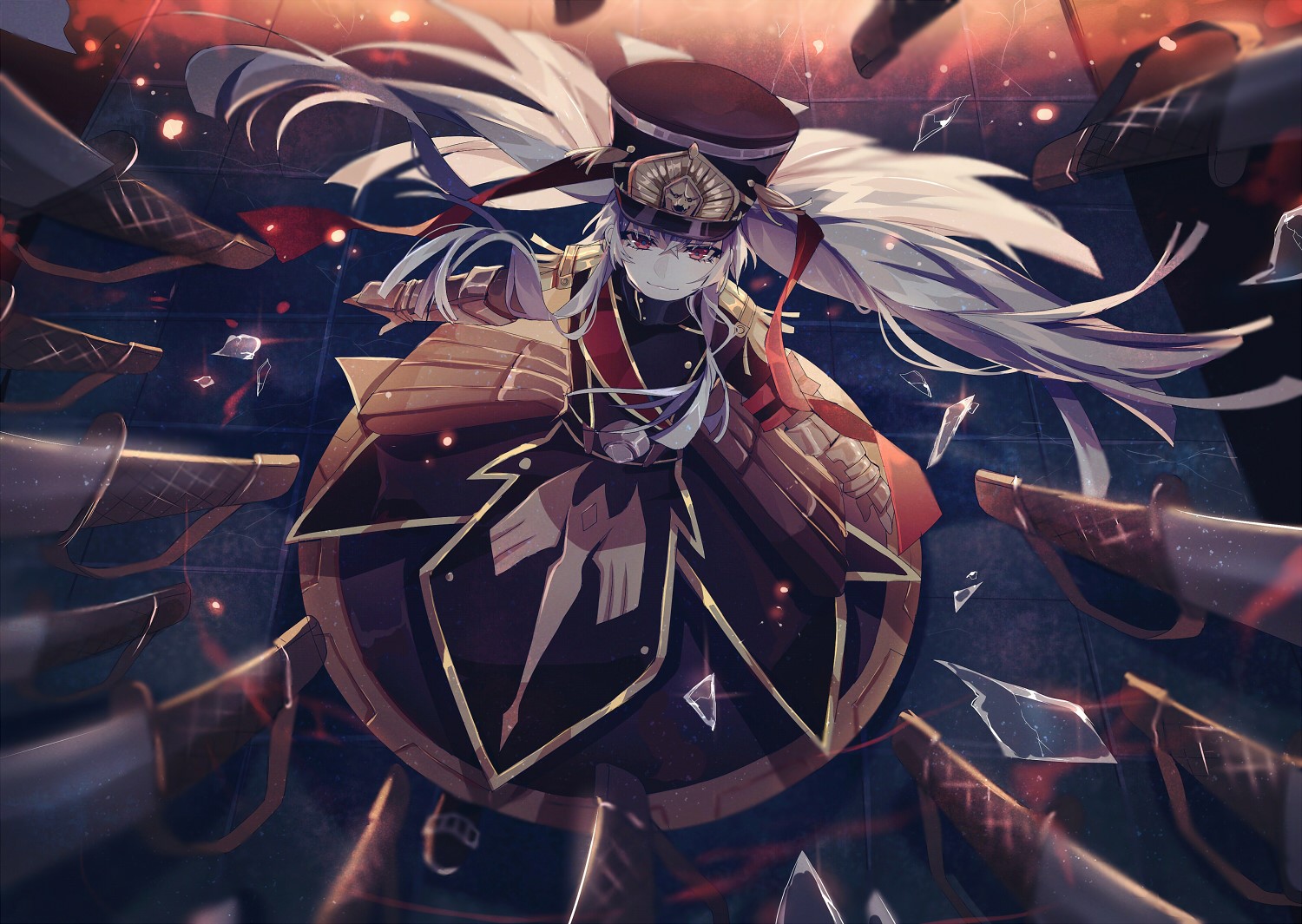 Altair from Re:CREATORS surrounded by swords HD Wallpaper