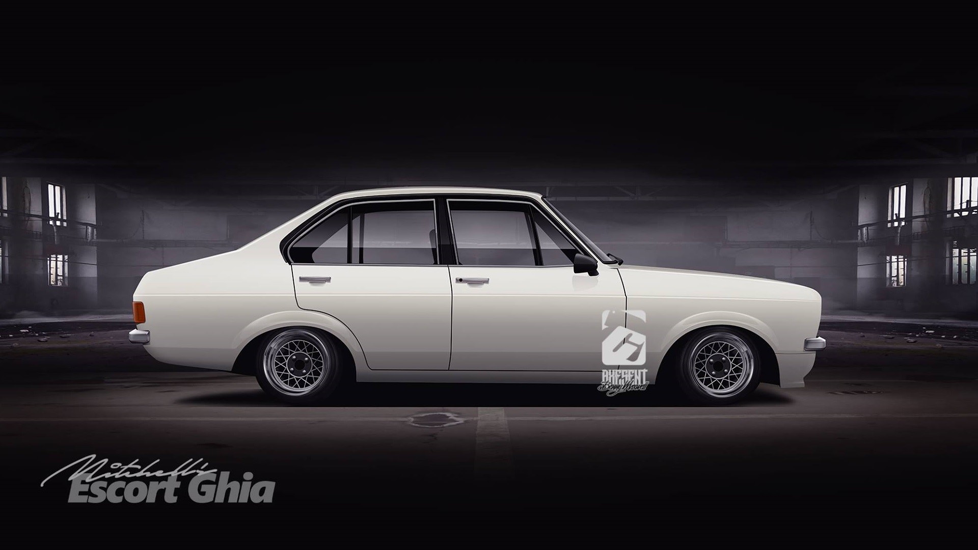 White Ford Escort MkII Ghia render by Axesent Creations HD Wallpaper