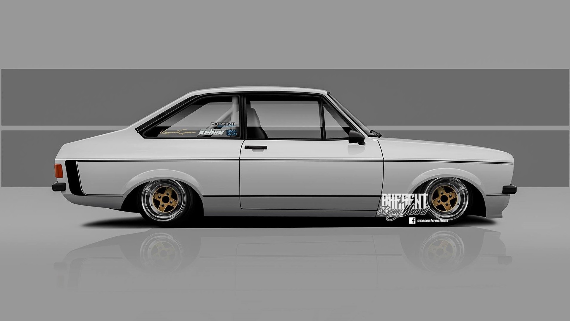 White Ford Escort MkII render by Axesent Creations HD Wallpaper