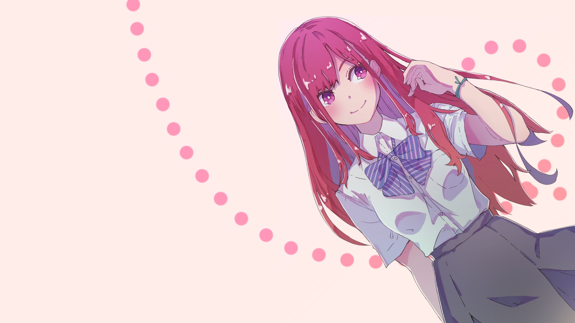 Anime girl with pink hair in school uniform HD Wallpaper