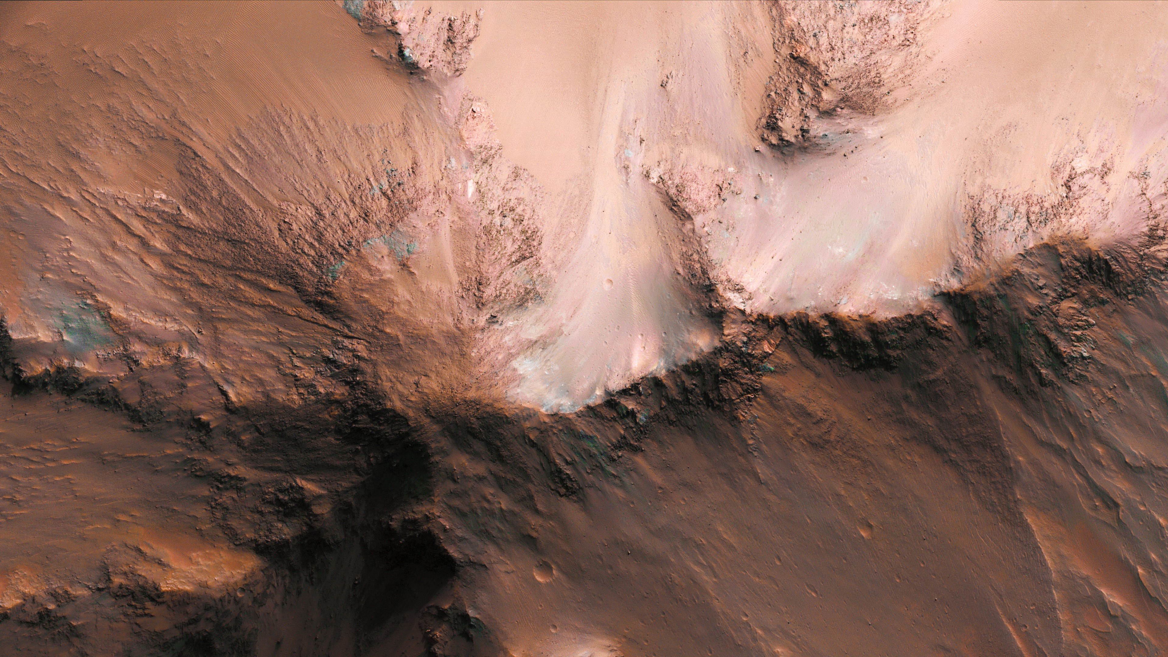 Mars landscape with dunes and craters HD Wallpaper