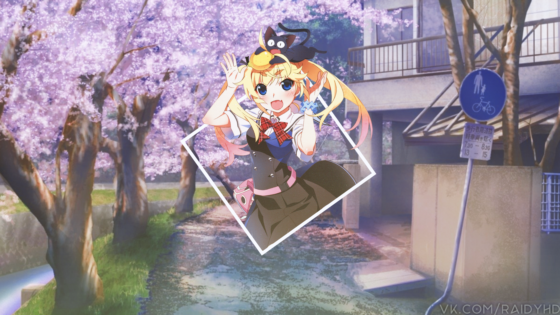 Matsushima Michiru from Grisaia no Kajitsu with a cat HD Wallpaper