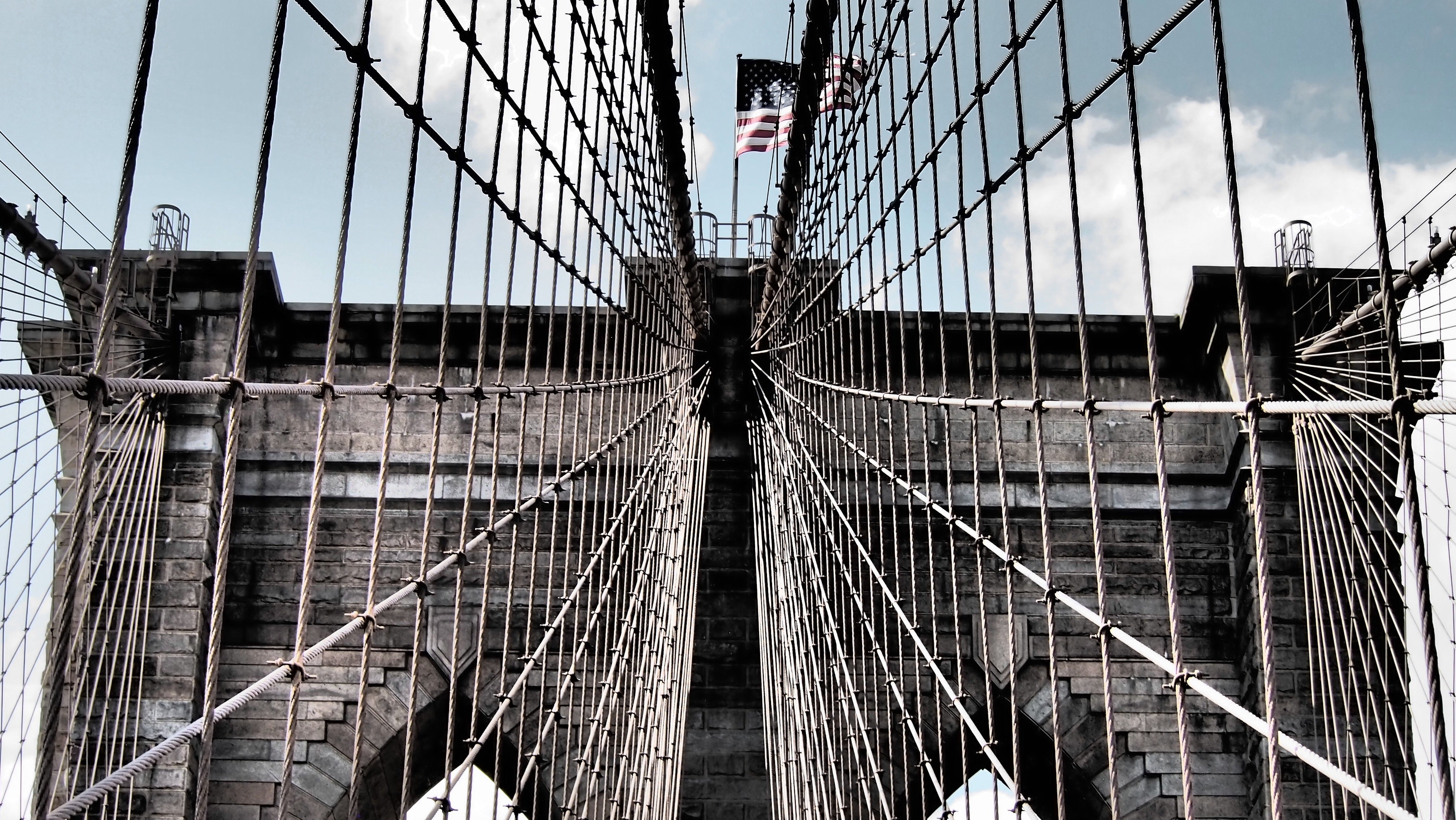 Brooklyn Bridge with American Flag HD Wallpaper