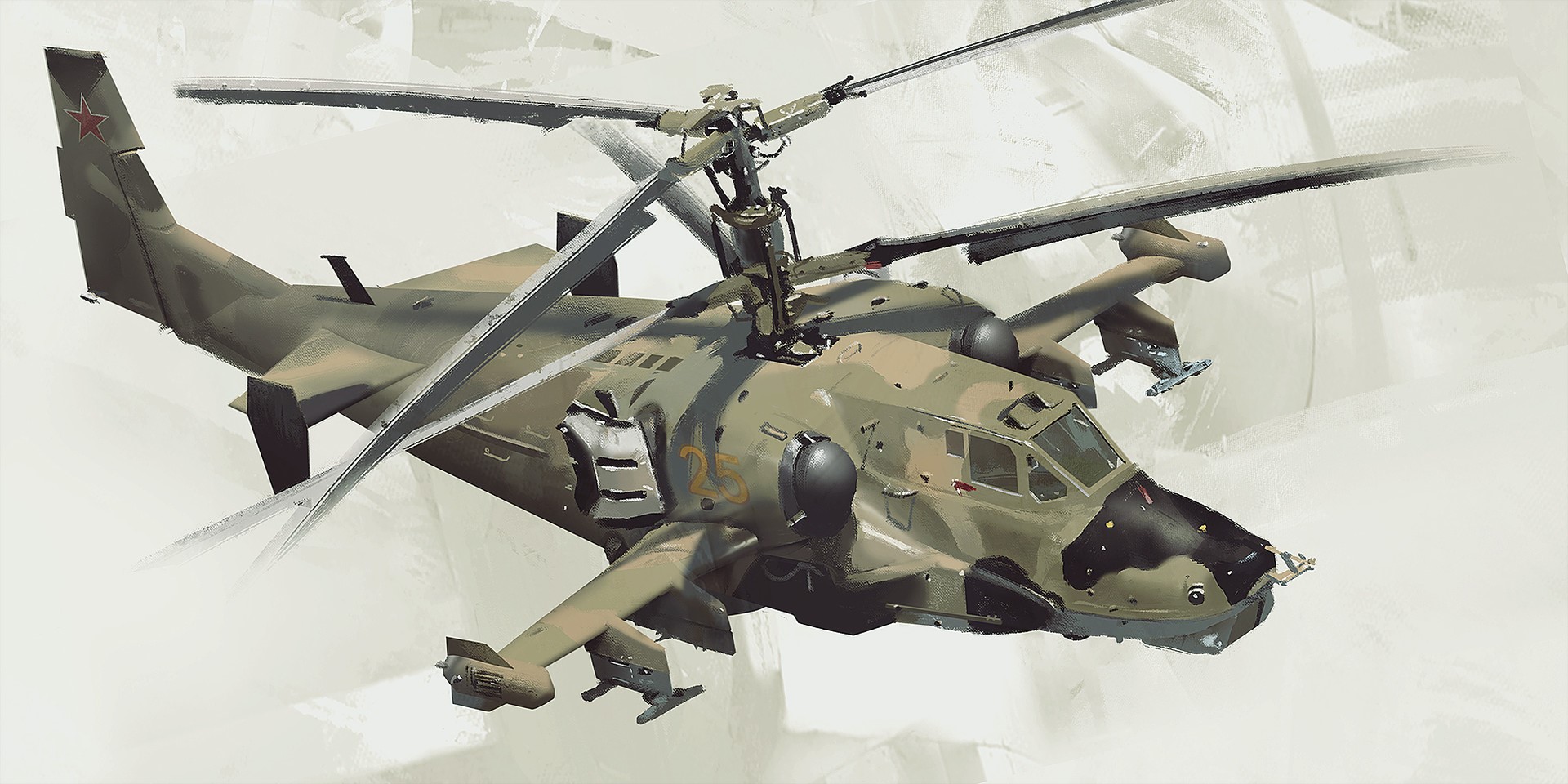 Kamov Ka-50 attack helicopter concept art HD Wallpaper