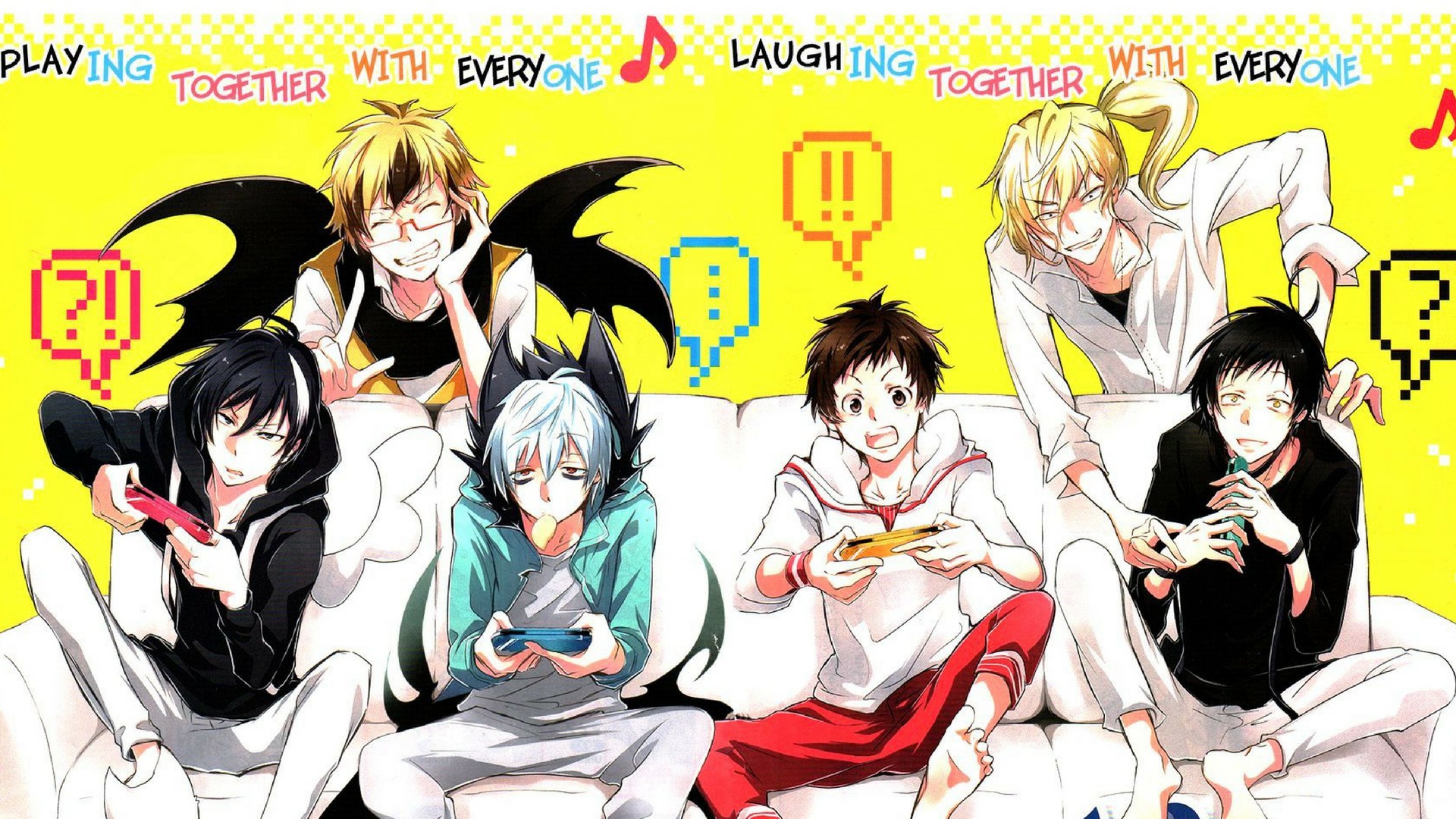 Anime boys playing video games together HD Wallpaper