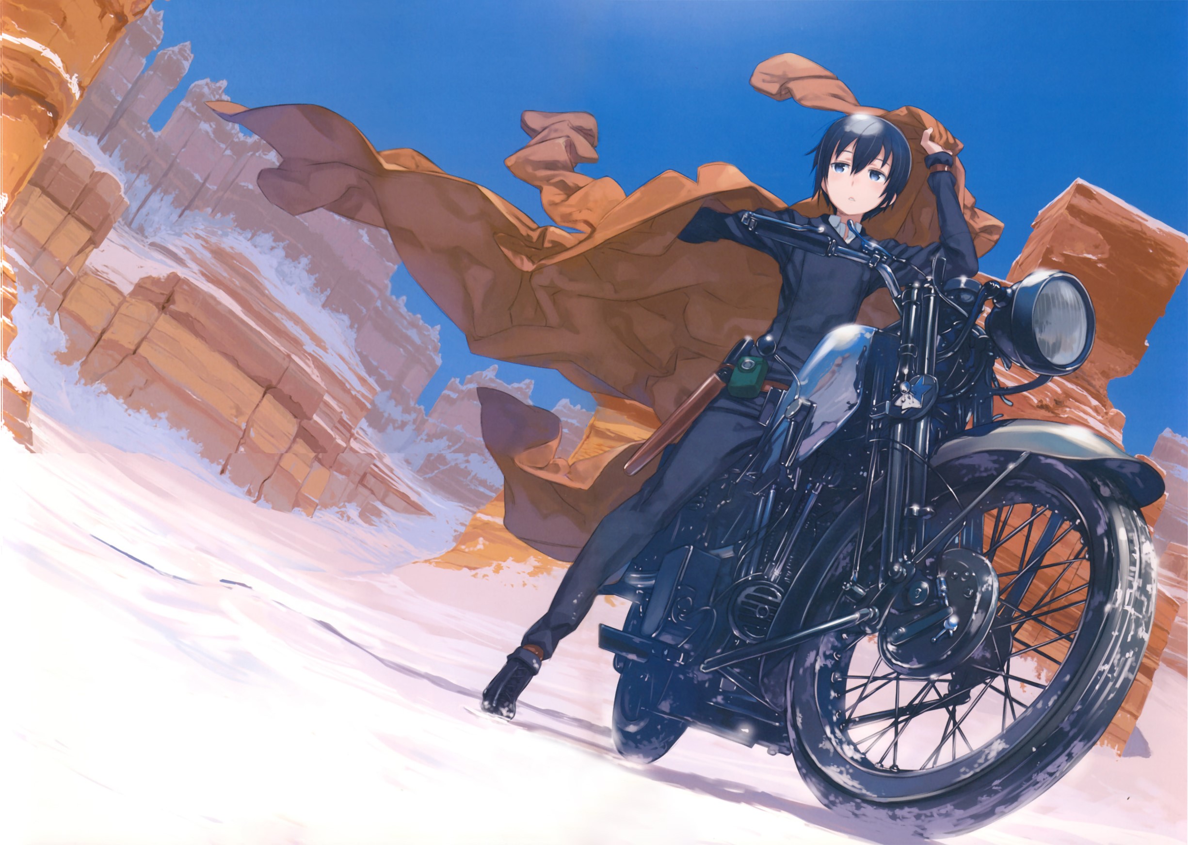 Hermes from Kino's Journey on a motorcycle HD Wallpaper