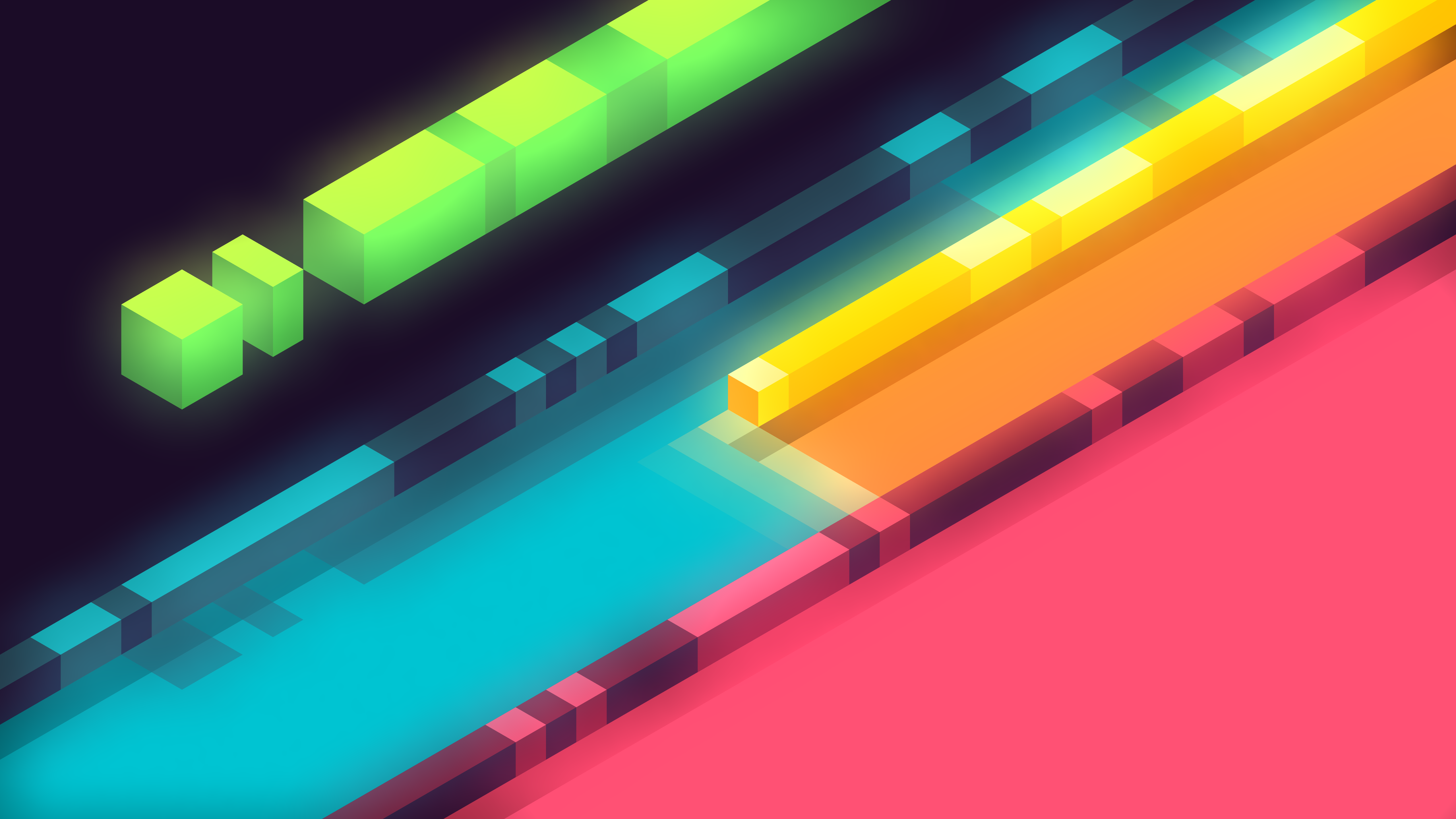 Abstract 3D geometric shapes with glowing neon colors HD Wallpaper