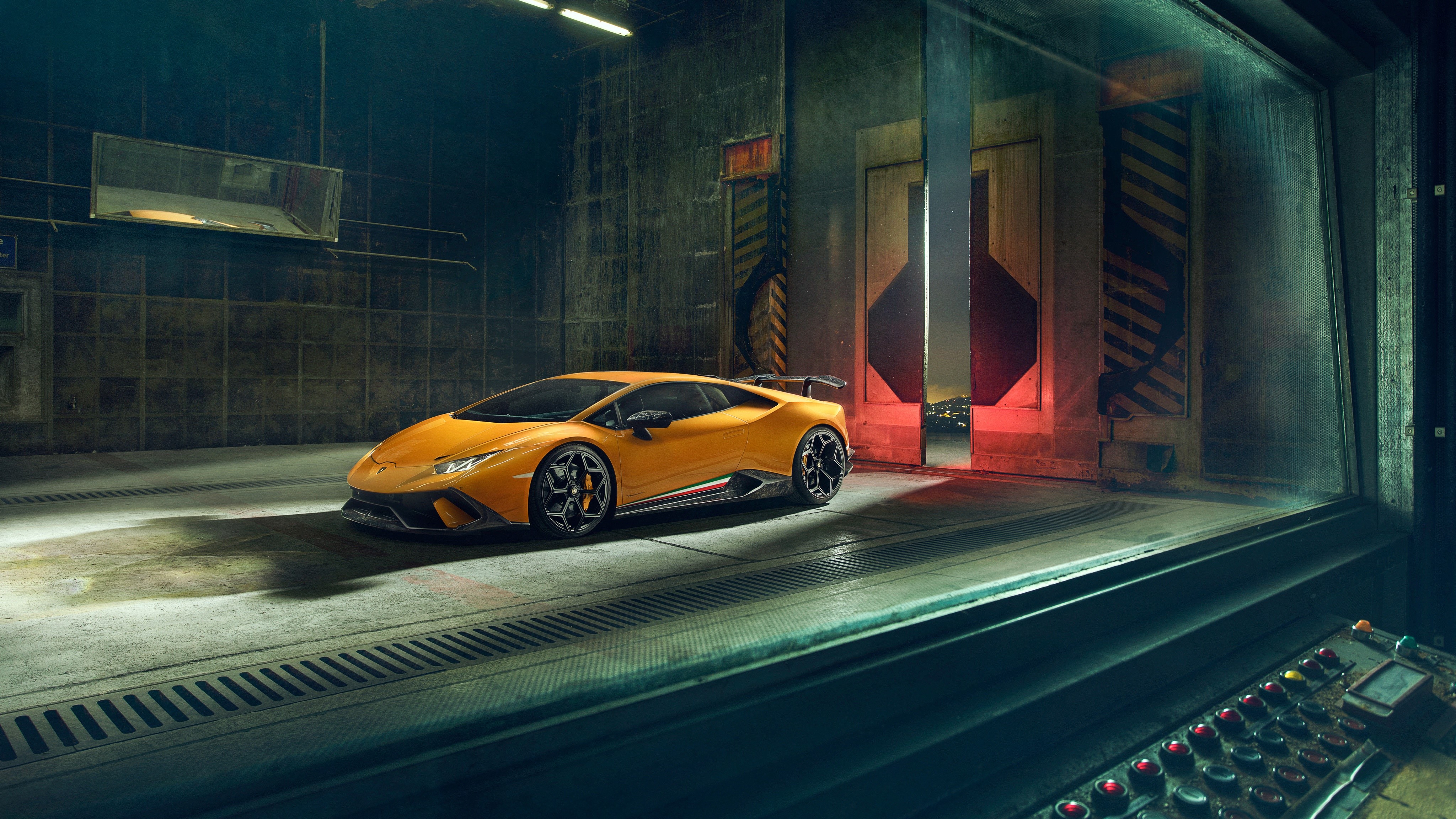 4K Lamborghini Huracan in Hangar HD Wallpaper
