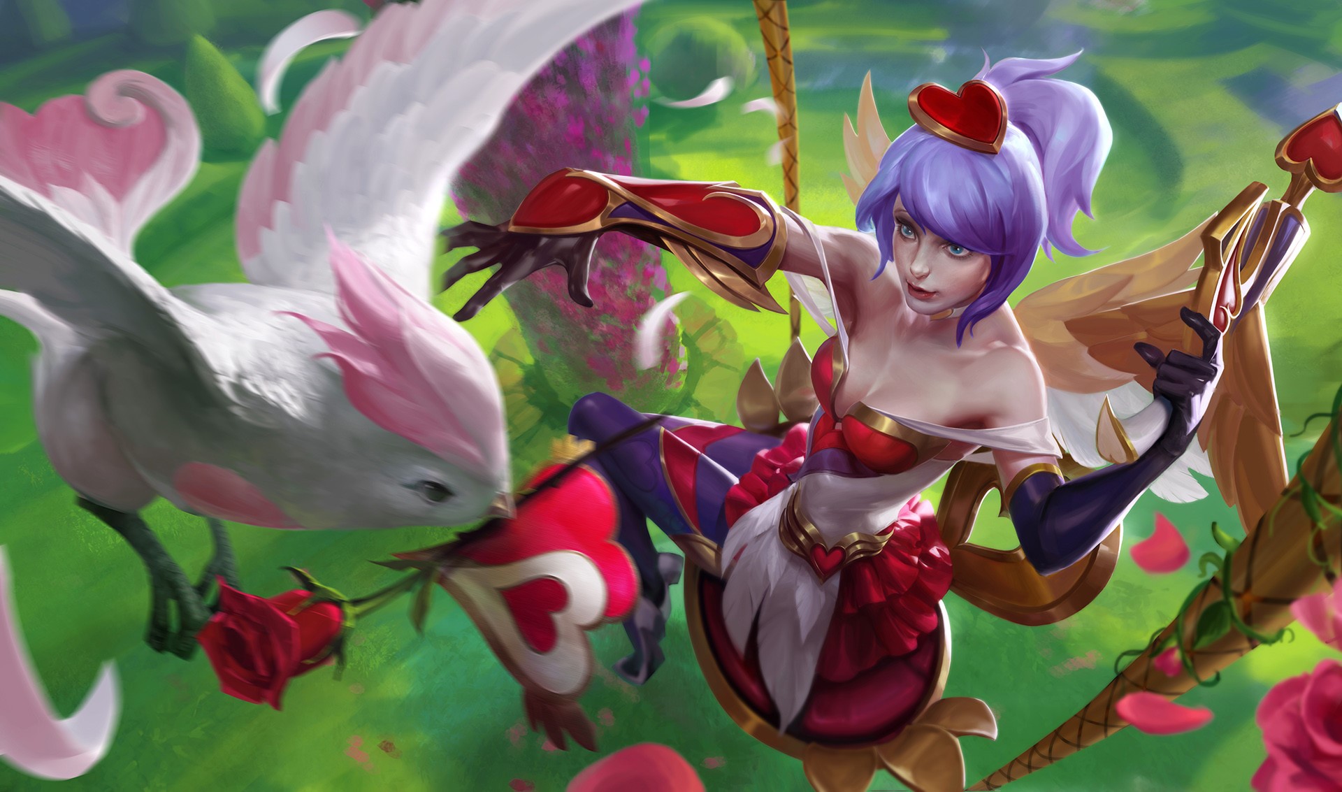 Quinn from League of Legends with a bird HD Wallpaper