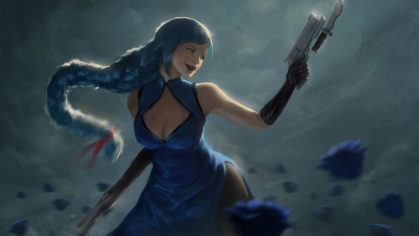 Fantasy art of a woman with a gun HD Wallpaper
