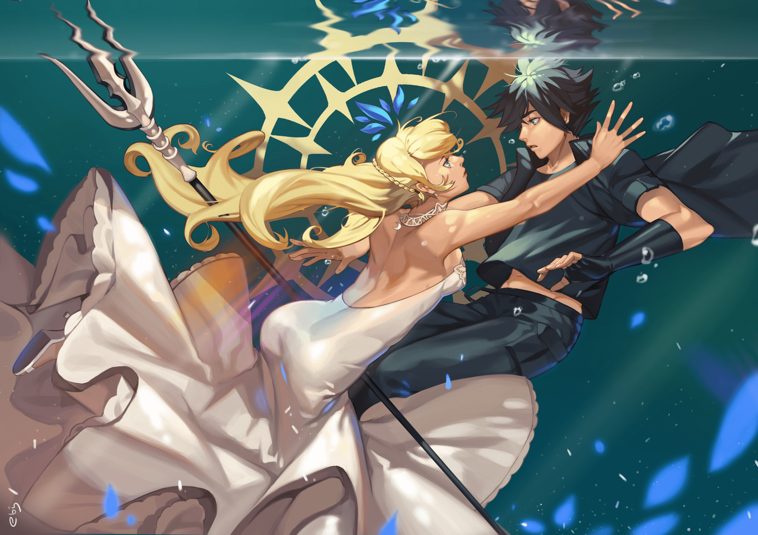 Noctis and Lunafreya from Final Fantasy XV underwater HD Wallpaper