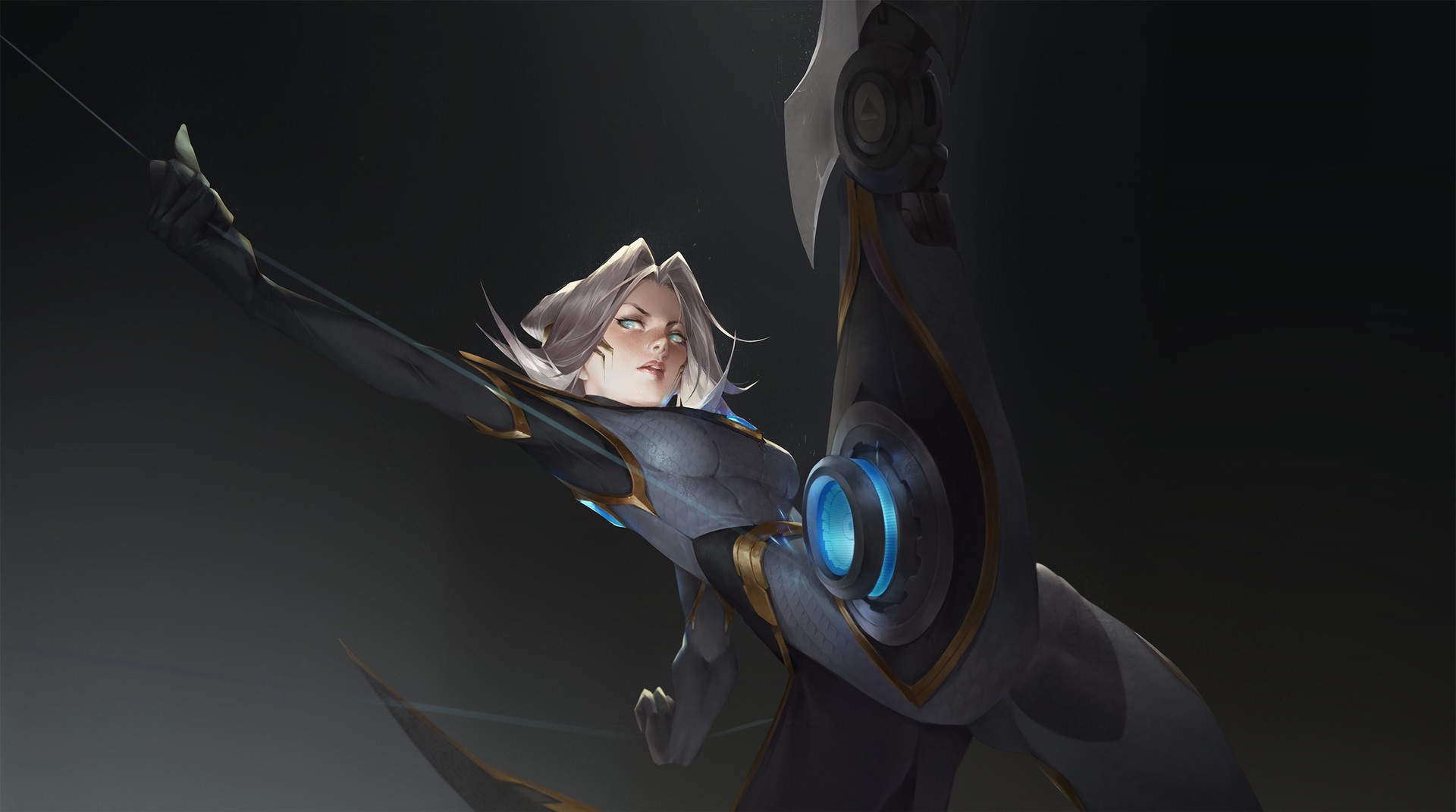Camille from League of Legends with a bow HD Wallpaper