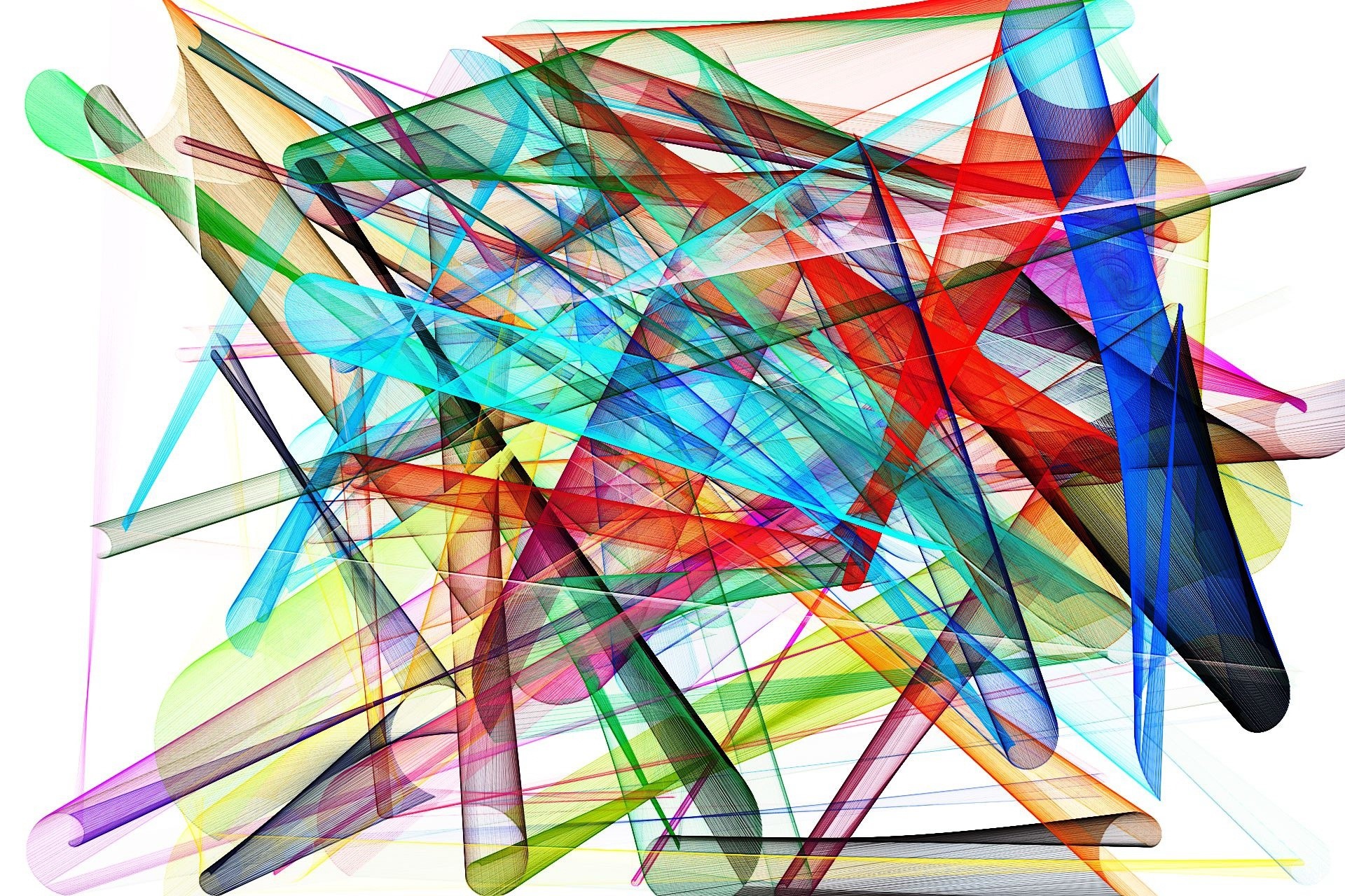 Colorful abstract artwork with intersecting lines and shapes HD Wallpaper