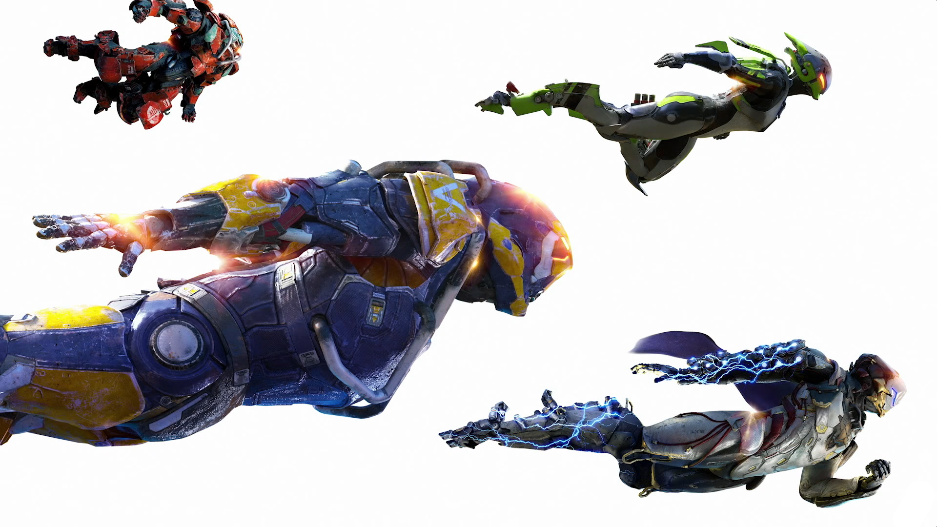 Suits of armor flying in Anthem HD Wallpaper