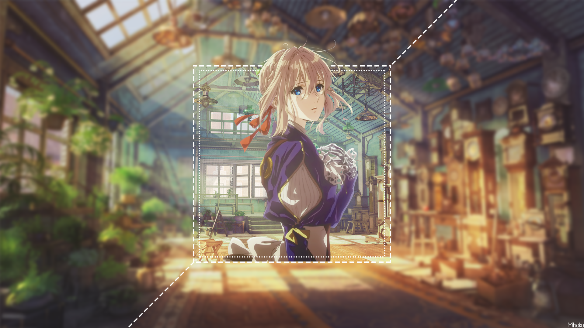 Violet Evergarden in a greenhouse HD Wallpaper