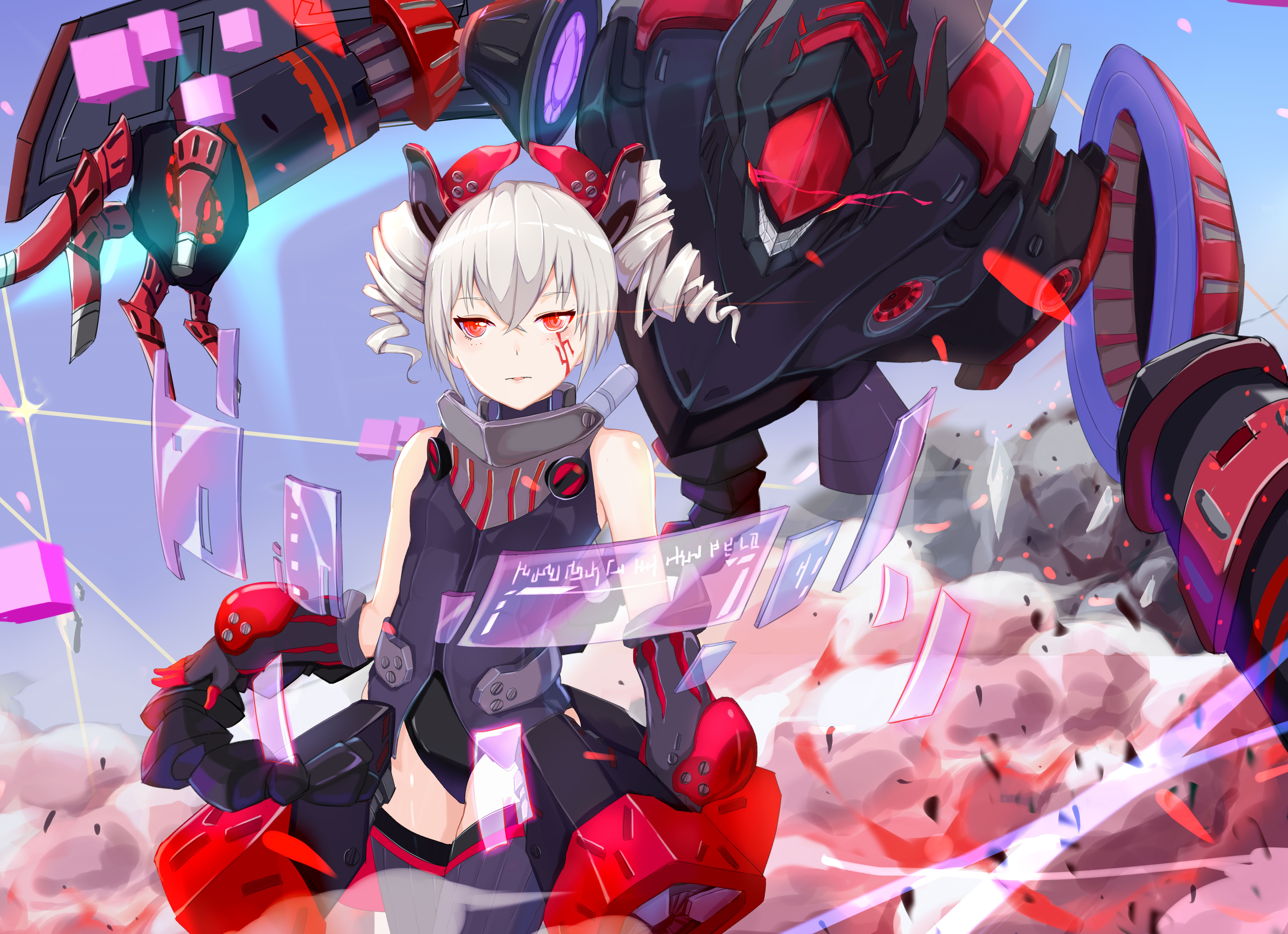 Anime girl with mecha from Honkai Impact HD Wallpaper