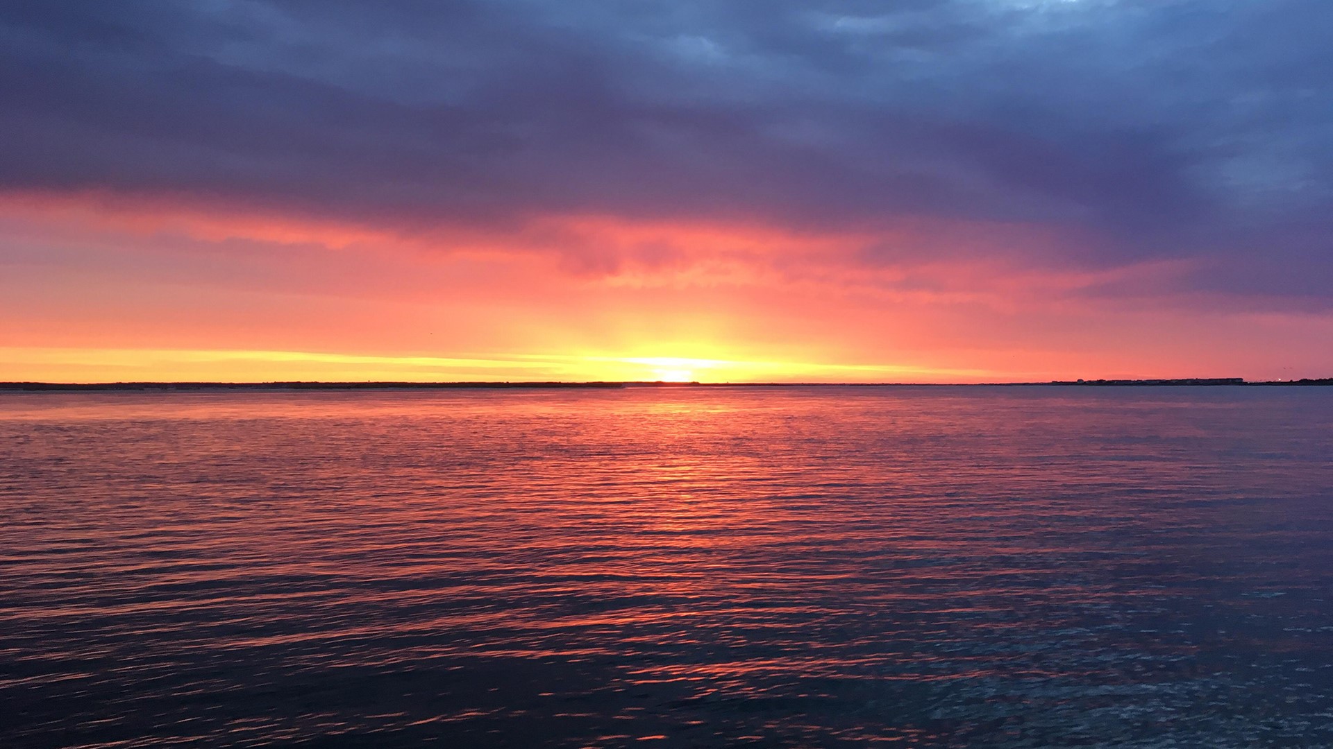 Sunset over the sea with colorful clouds HD Wallpaper