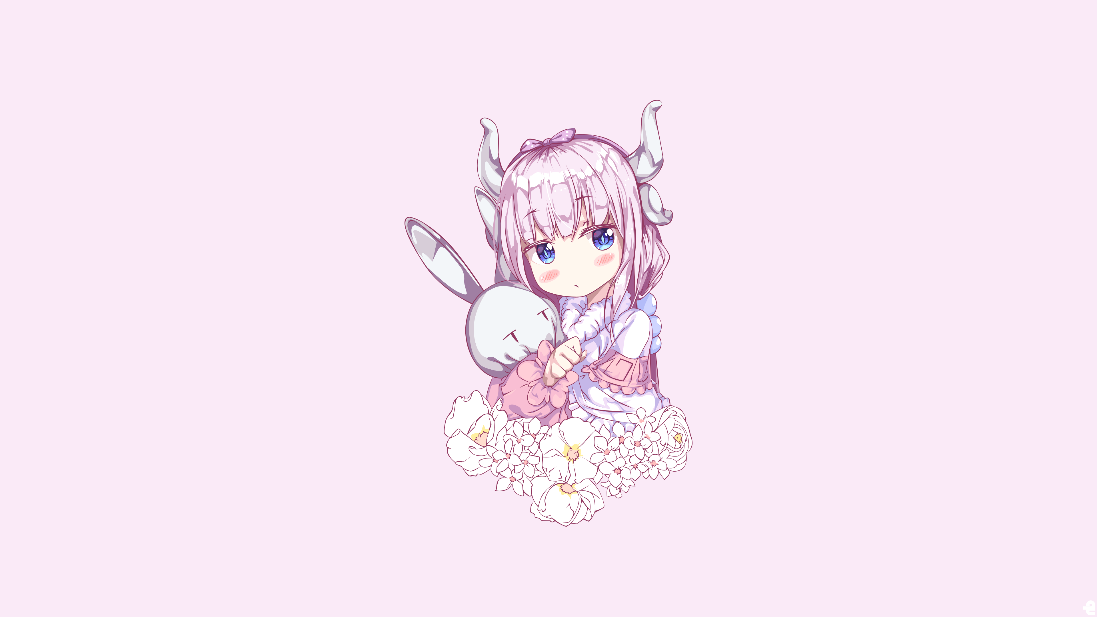 Kanna Kamui from Kobayashi-san Chi no Maid Dragon with a bunny toy HD Wallpaper