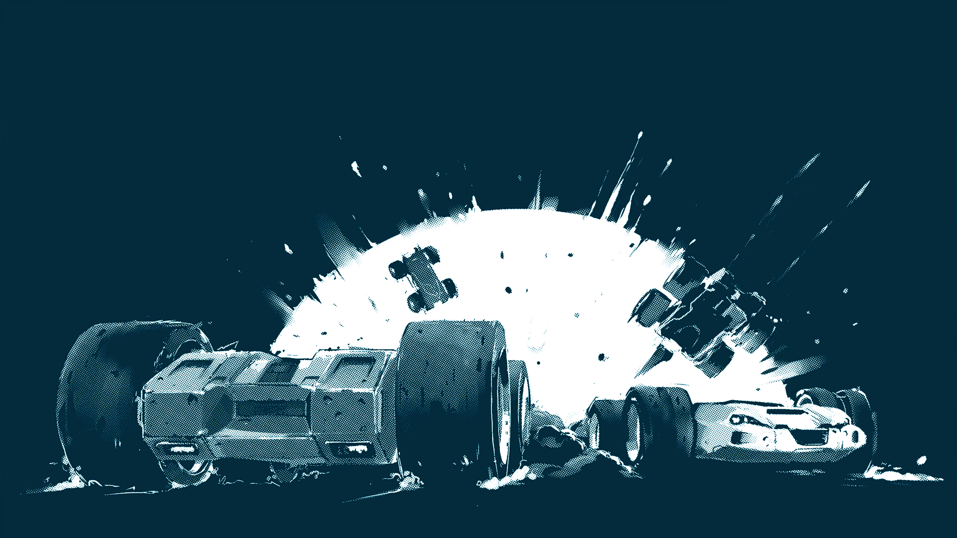 Cars exploding during a race HD Wallpaper